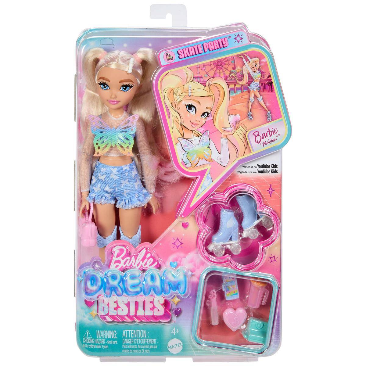 Mattel JFX96 - Barbie Dream Besties Roller Skate Malibu Fashion Puppe