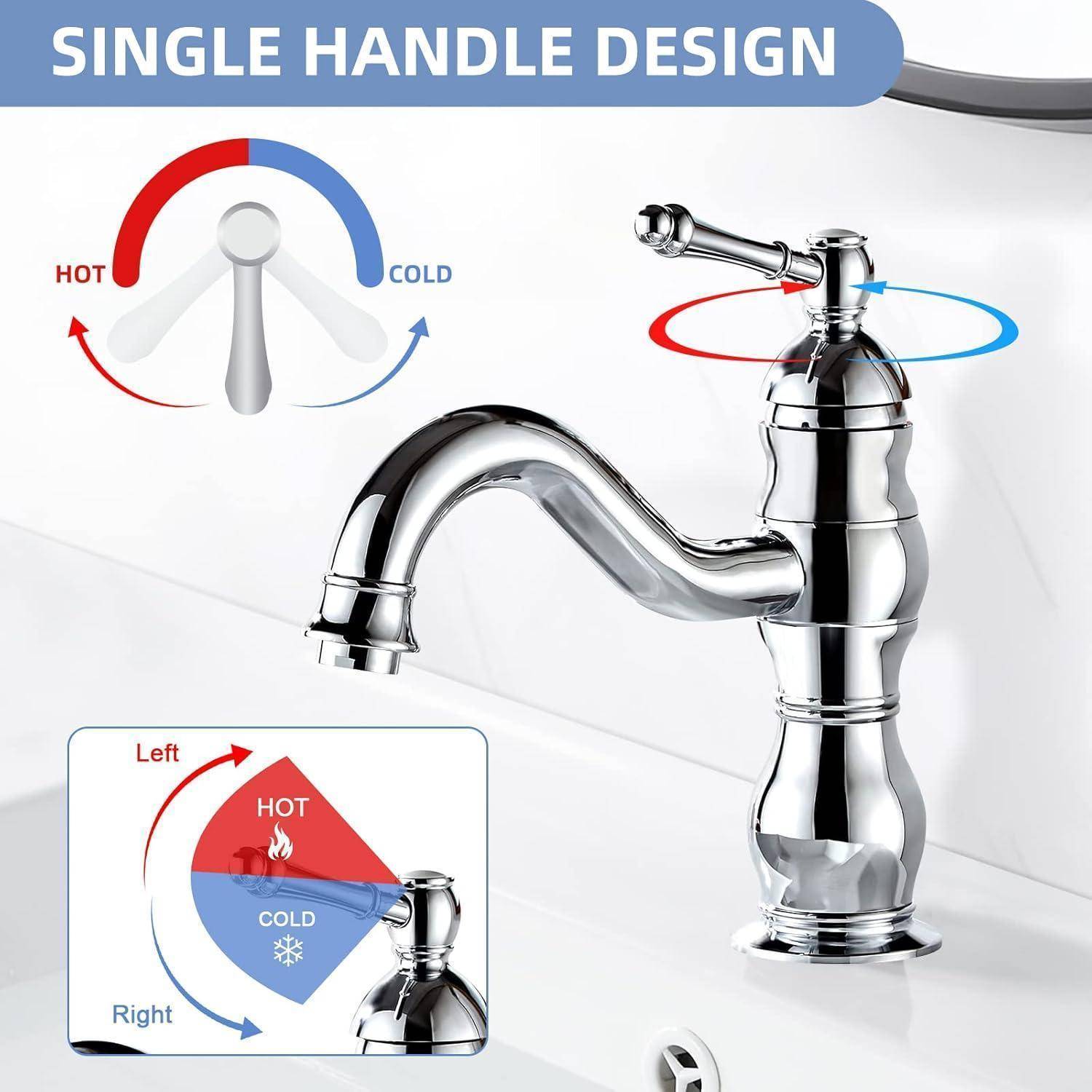 Wasserhahn Bad Waschtischarmatur Mischbatterie 360° Chrom Messing