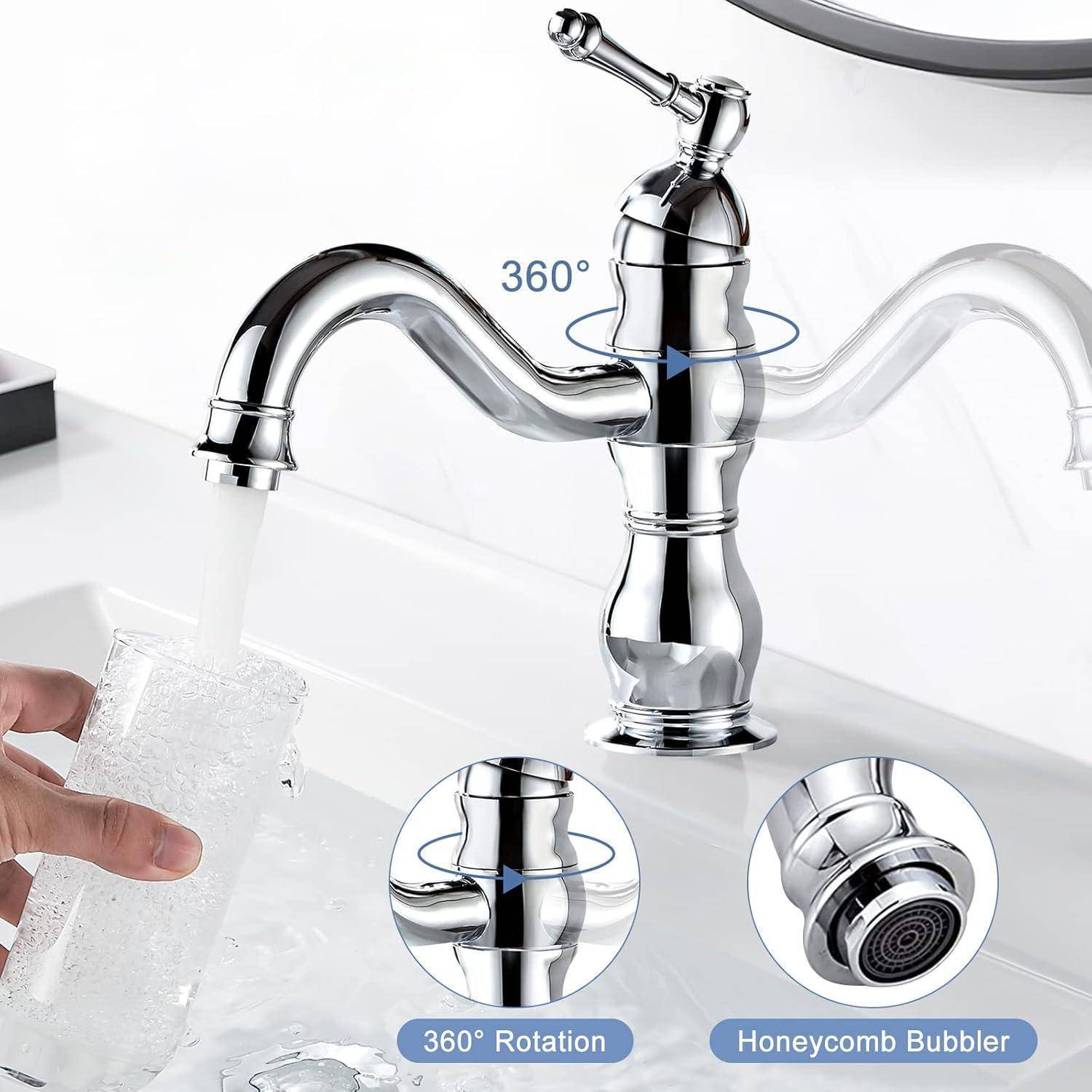 Wasserhahn Bad Waschtischarmatur Mischbatterie 360° Chrom Messing