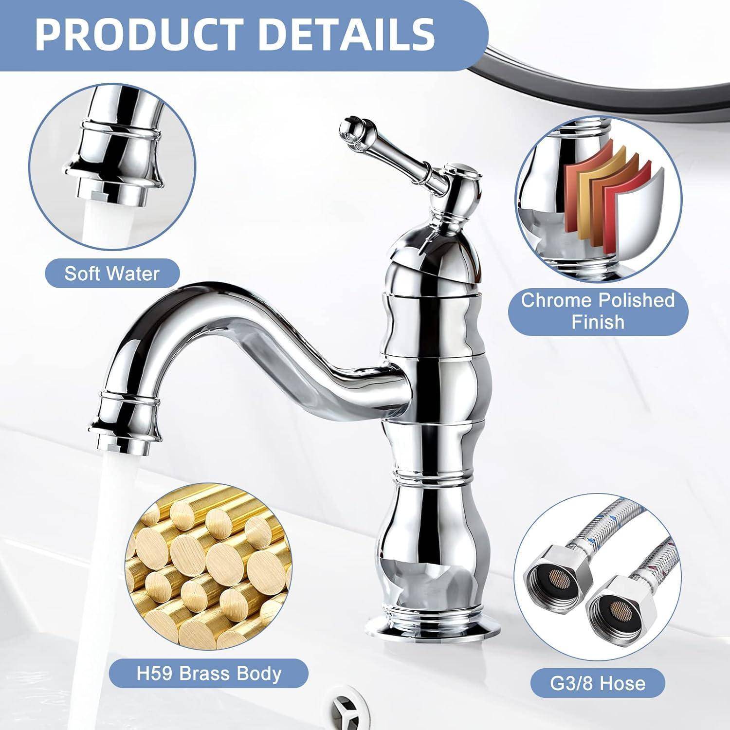 Wasserhahn Bad Waschtischarmatur Mischbatterie 360° Chrom Messing