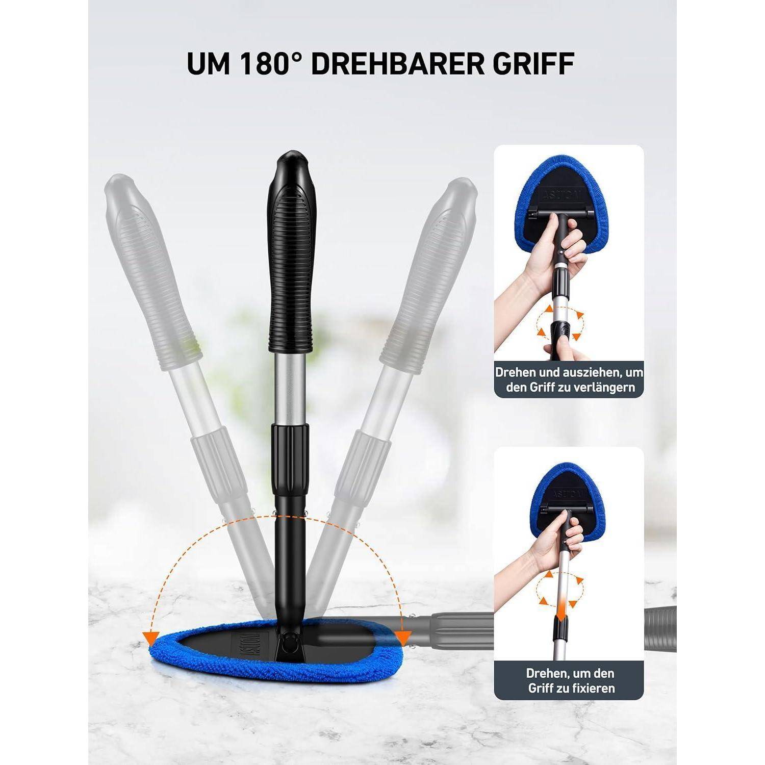 Auto Scheibenreiniger mit Sicherheitshammer, ausziehbarem Griff, 4