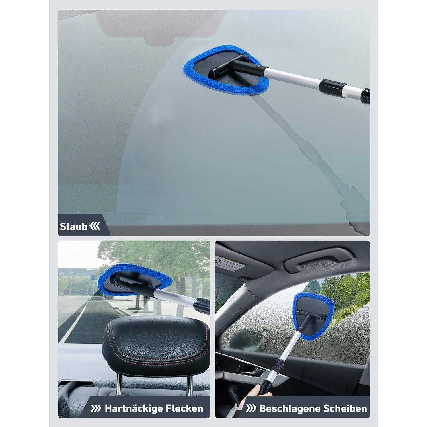 Auto Scheibenreiniger mit Sicherheitshammer, ausziehbarem Griff, 4