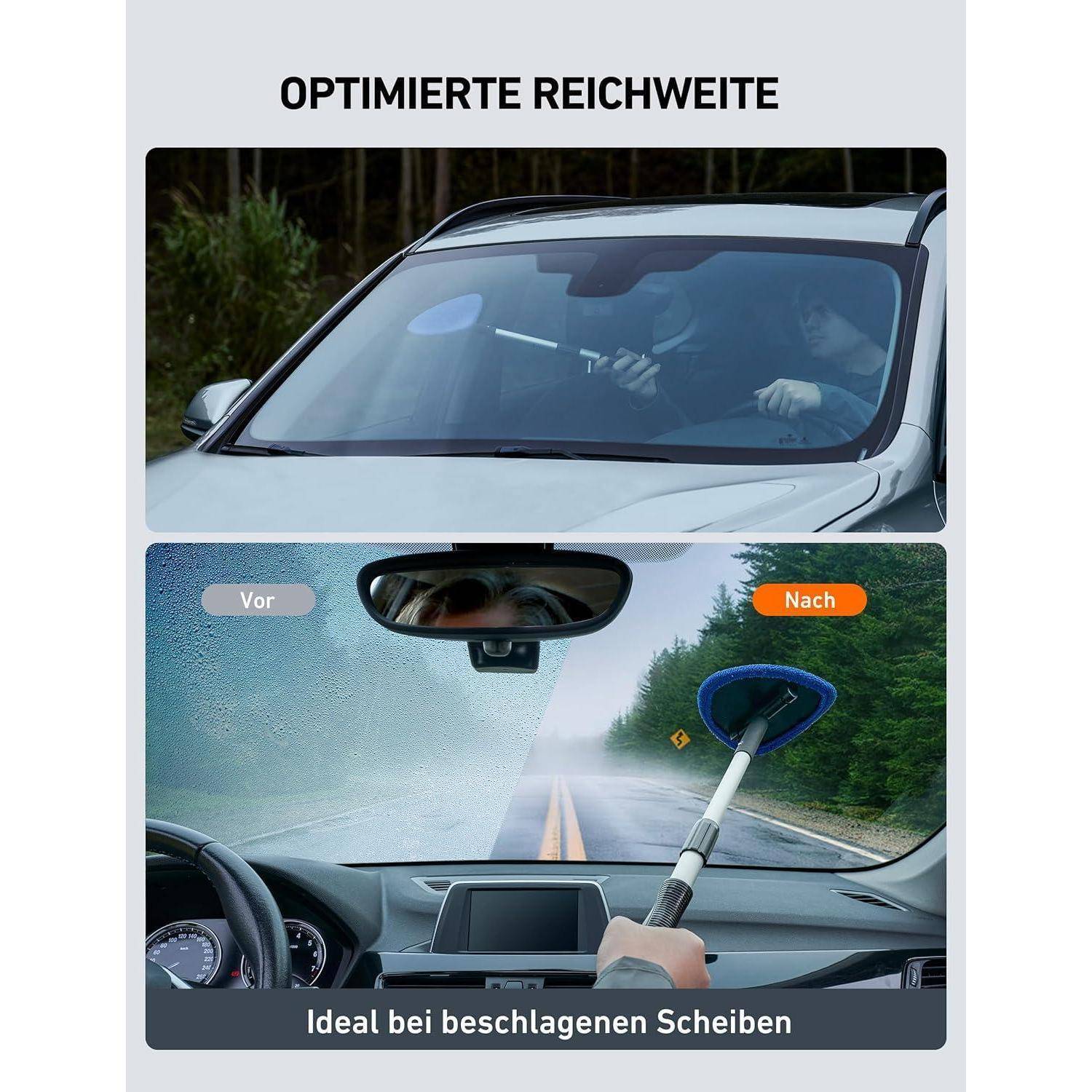 Auto Scheibenreiniger mit Sicherheitshammer, ausziehbarem Griff, 4