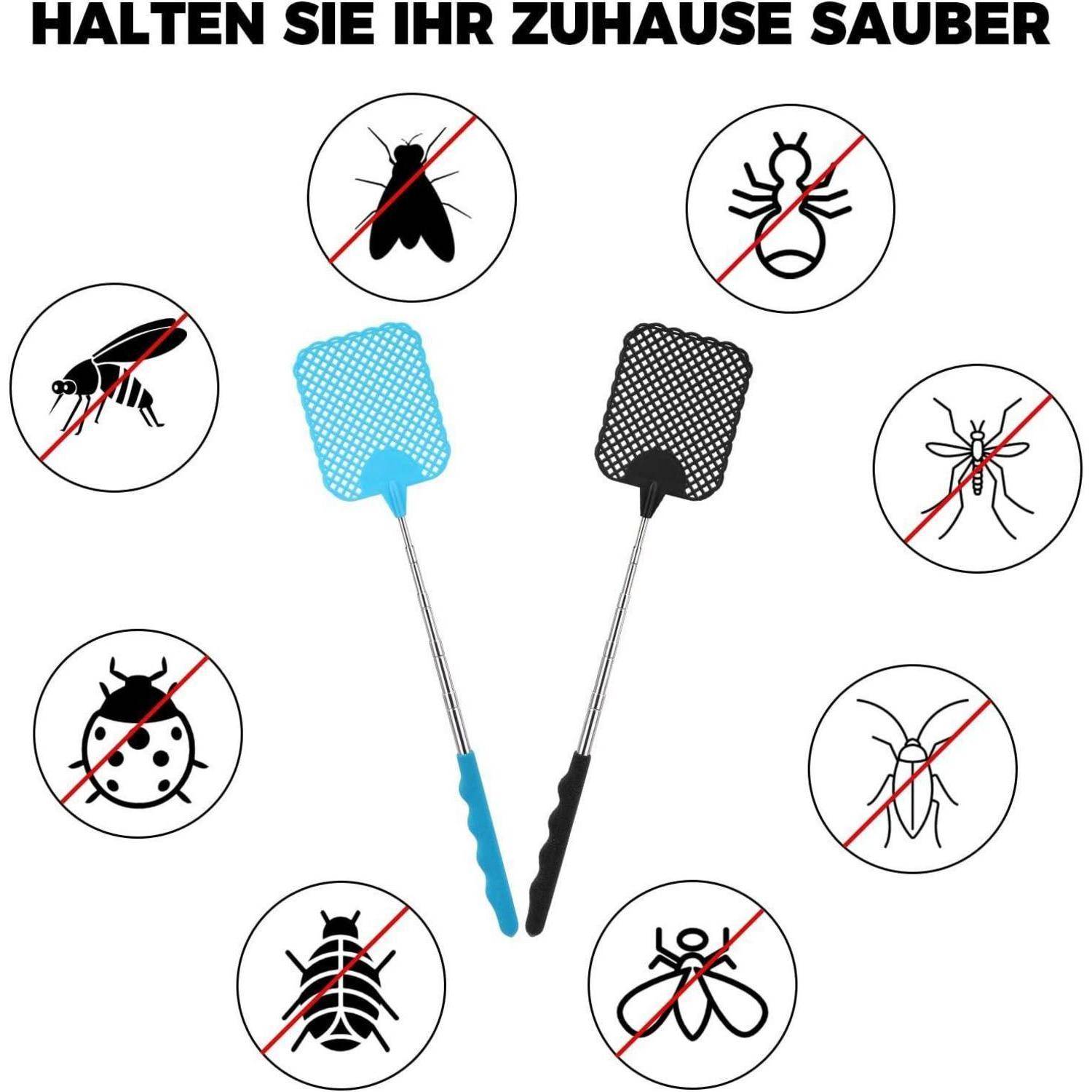 Fliegenklatsche 2 Stück Ausziehbar Pest Control Mückenschaber Wespen