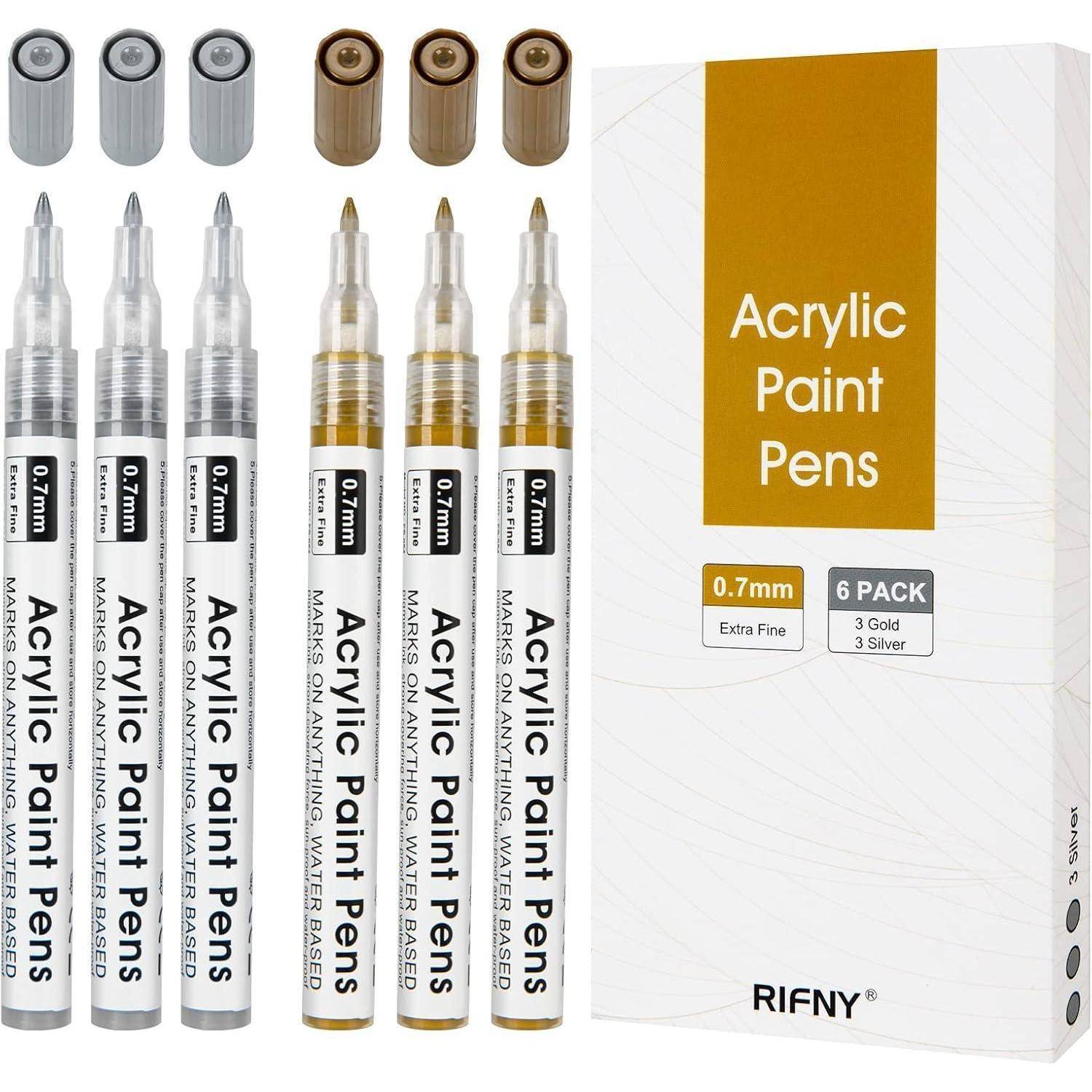 Gold Silber Acrylstifte 0,7mm Feine Spitze Wasserfest Marker Permanent
