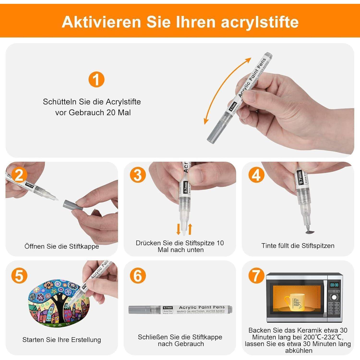 Gold Silber Acrylstifte 0,7mm Feine Spitze Wasserfest Marker Permanent