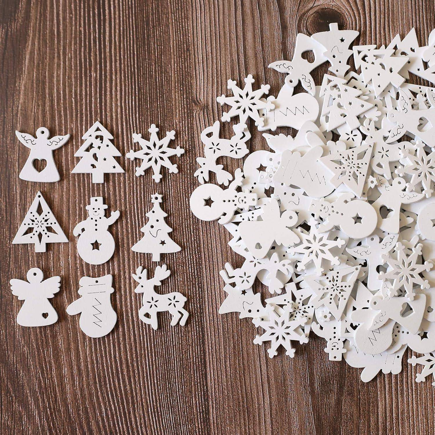 Weihnachten Mini Holzdeko Christbaumanhänger Schneeflocken Streudeko
