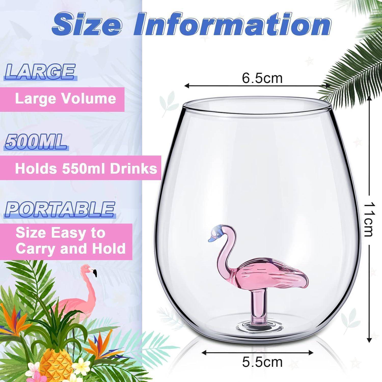 2er Set Flamingo Weingläser ohne Stiel 550ml Kreative Gingläser