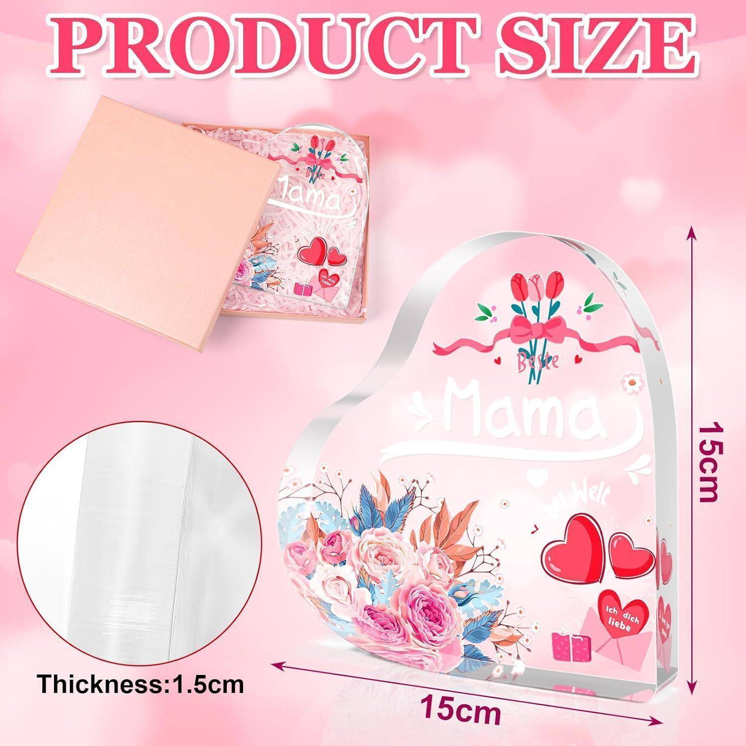 Herzförmige Geschenkbox mit Blumendesign, mit der Aufschrift 