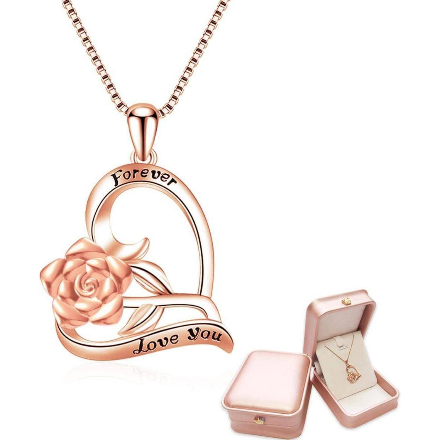 Halskette Damen Silber 925 Herzkette roségold Geschenk Muttertag