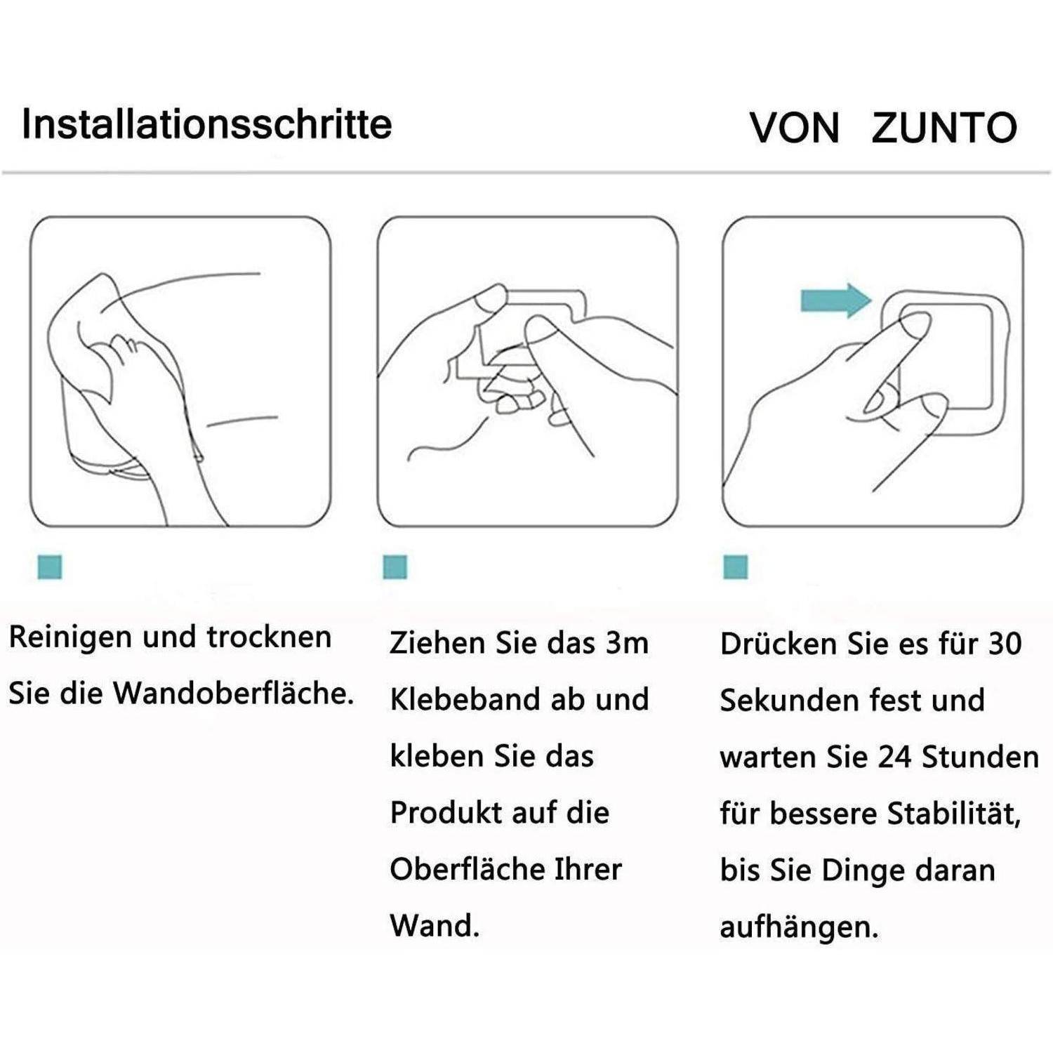 Ziehen Sie das 3m Klebeband ab und kleben Sie das Produkt auf die Oberfläche Ihrer Wand.