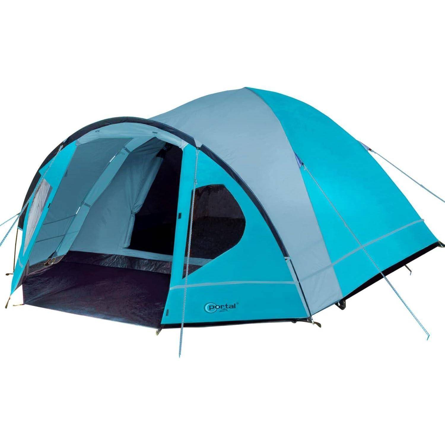 Zelt 4 Personen Camping Kuppelzelt mit Vorzelt wasserdicht 4000mm Blue