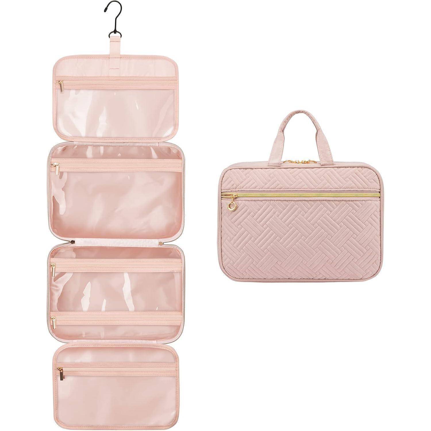 Kulturtasche Damen wasserdicht Aufhängen Faltbar Rosa