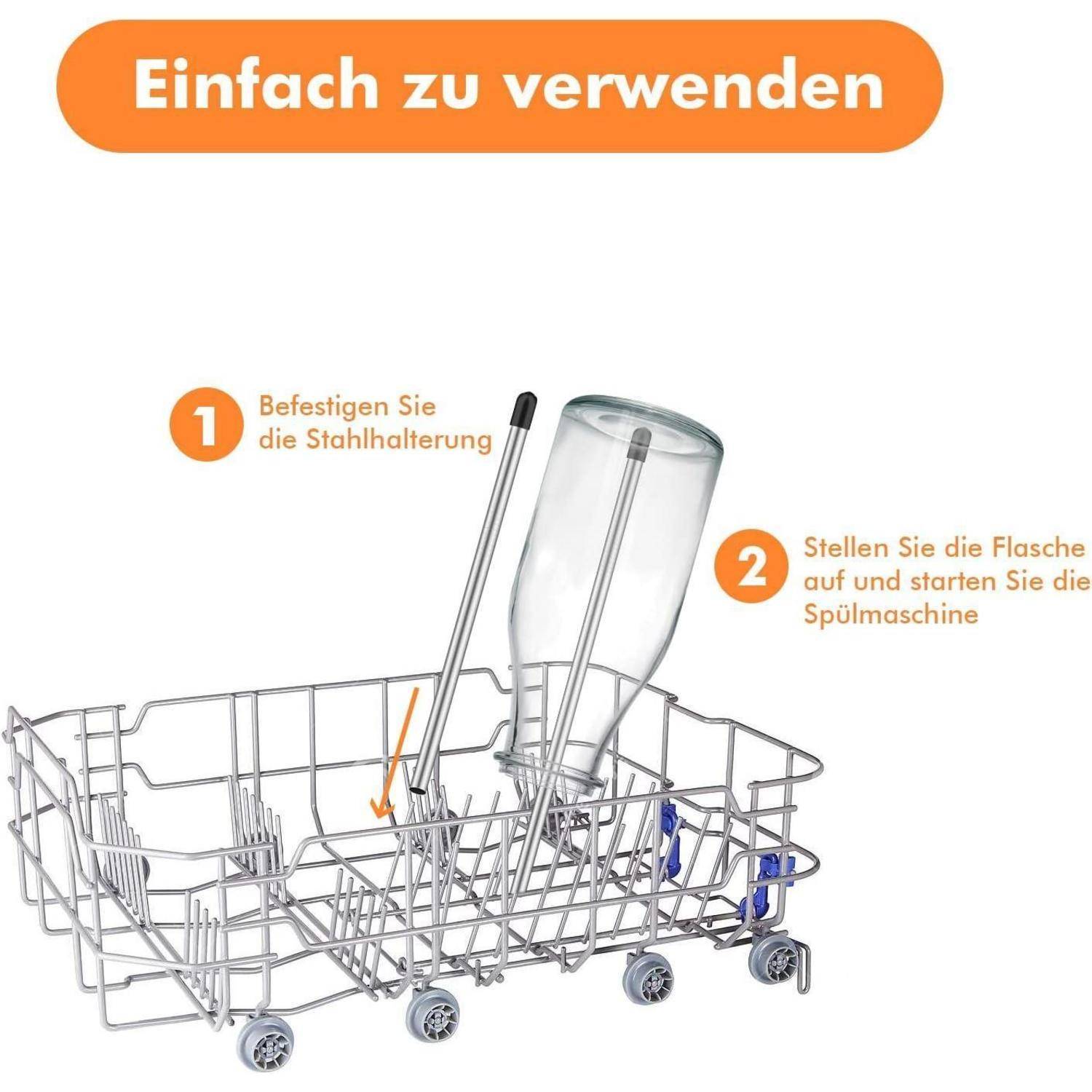 Spülmaschineneinsatz Flaschenhalter Edelstahl, 6 Stück, extra