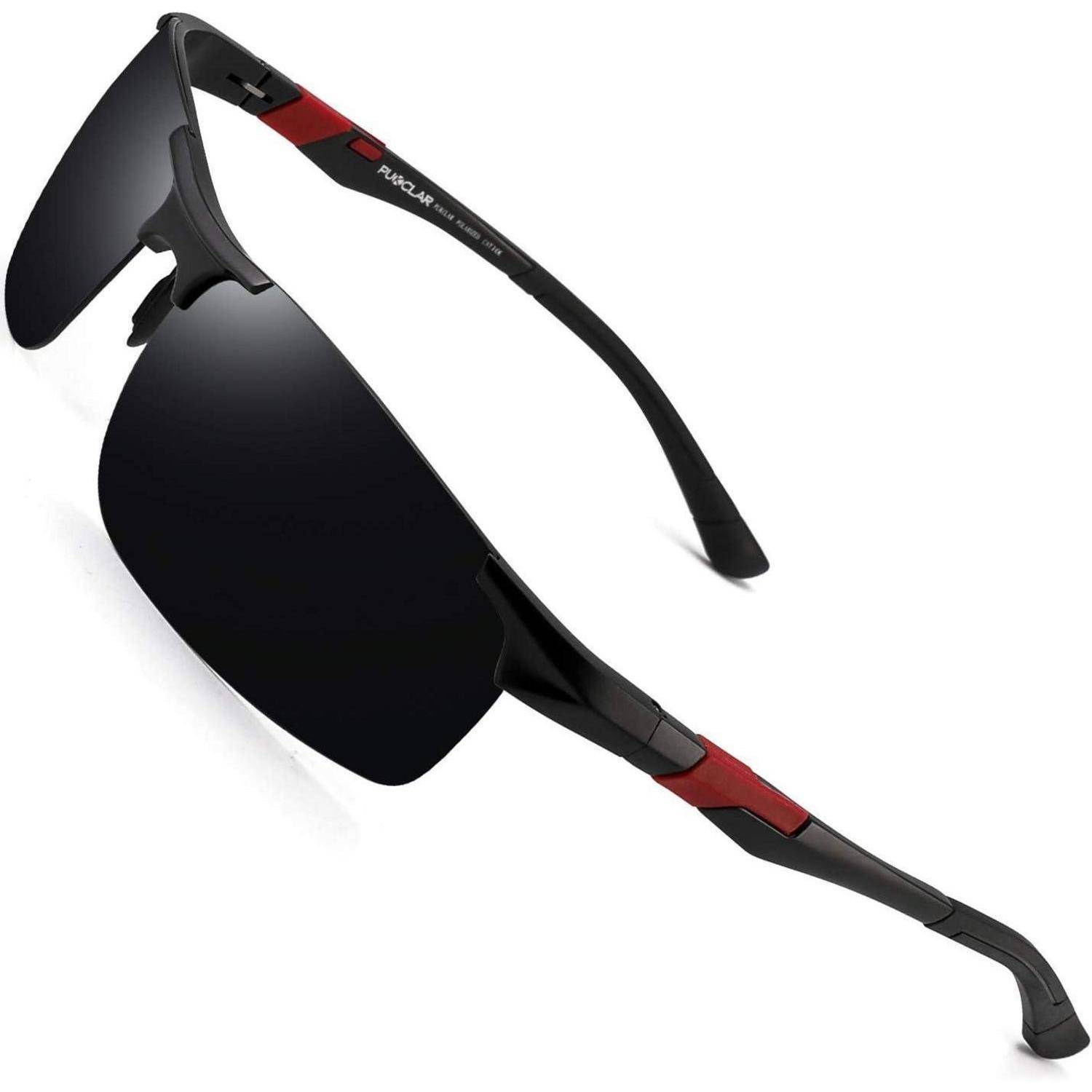 Sonnenbrille Herren polarisierte C1 Schwarz Grau,cat 3 63 Millimeter