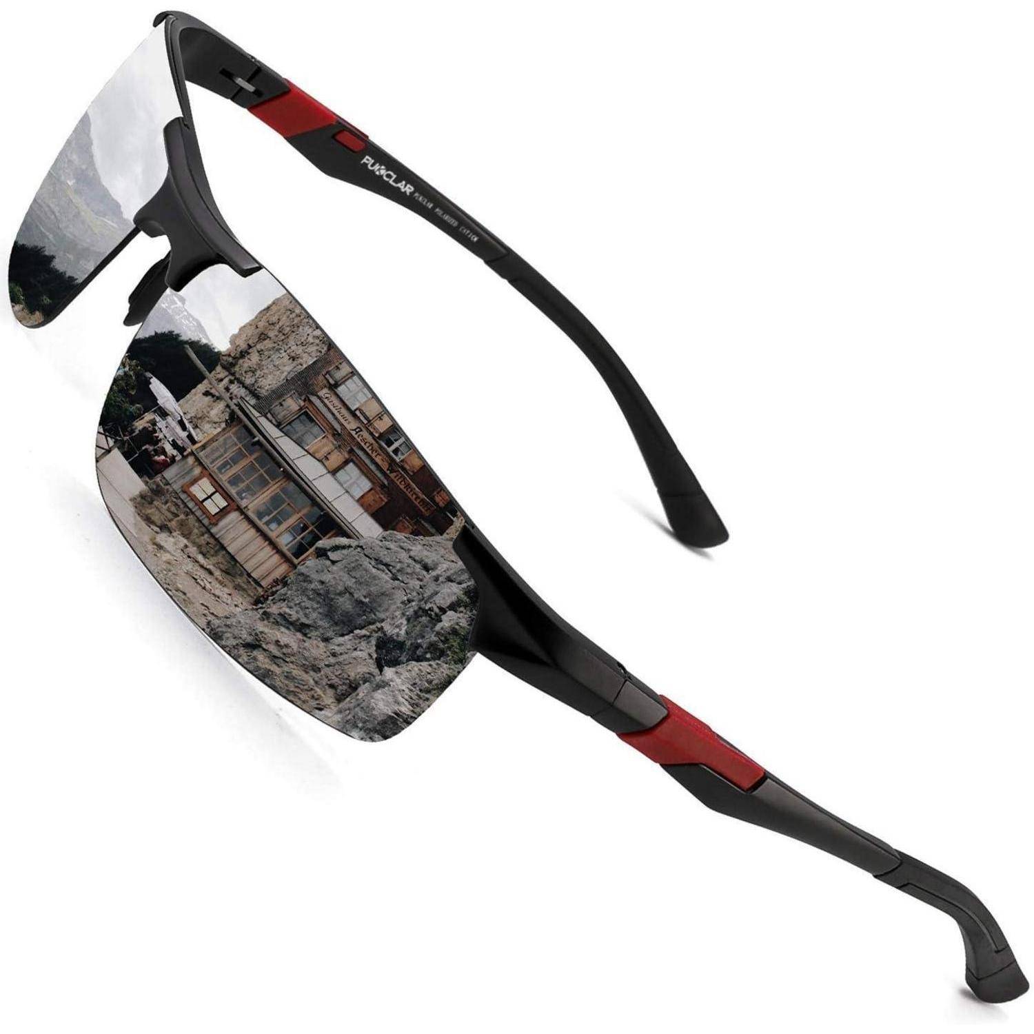 Sonnenbrille Herren polarisierte C1 Schwarz Grau,cat 3 63 Millimeter