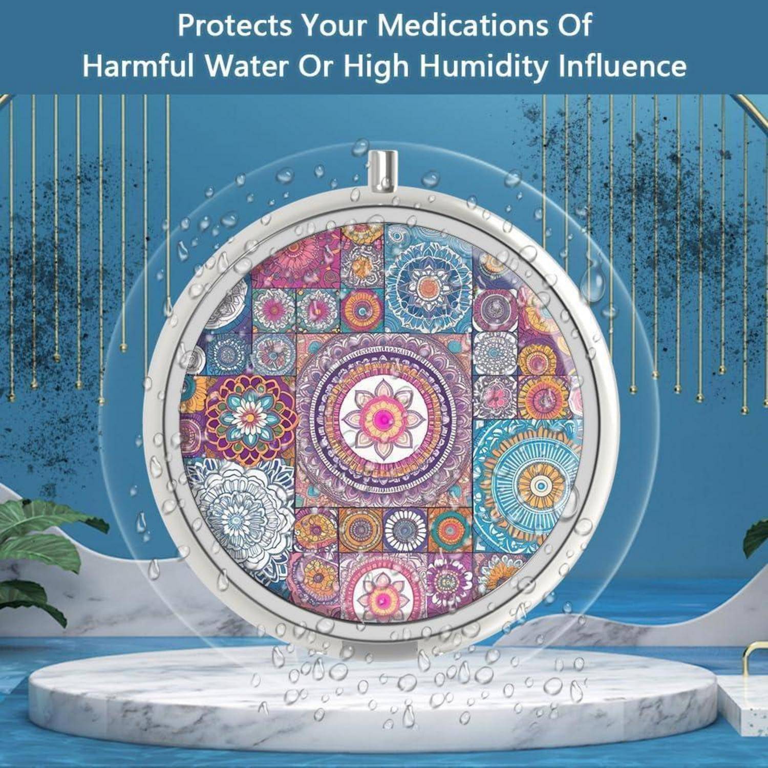Pillendose Medizin Organizer Geschenk Metall Tragbar Mandala Cartoon