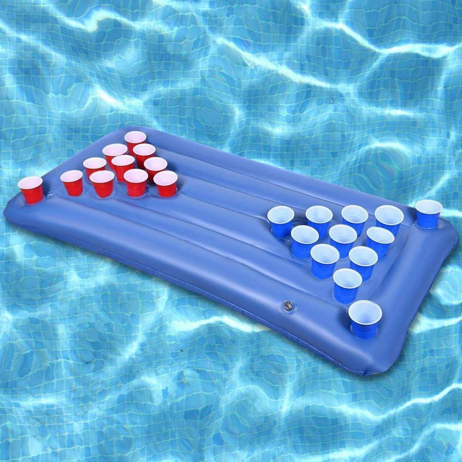 Aufblasbare Schwimm Luftmatratze Bier Pong Party Getränkehalter
