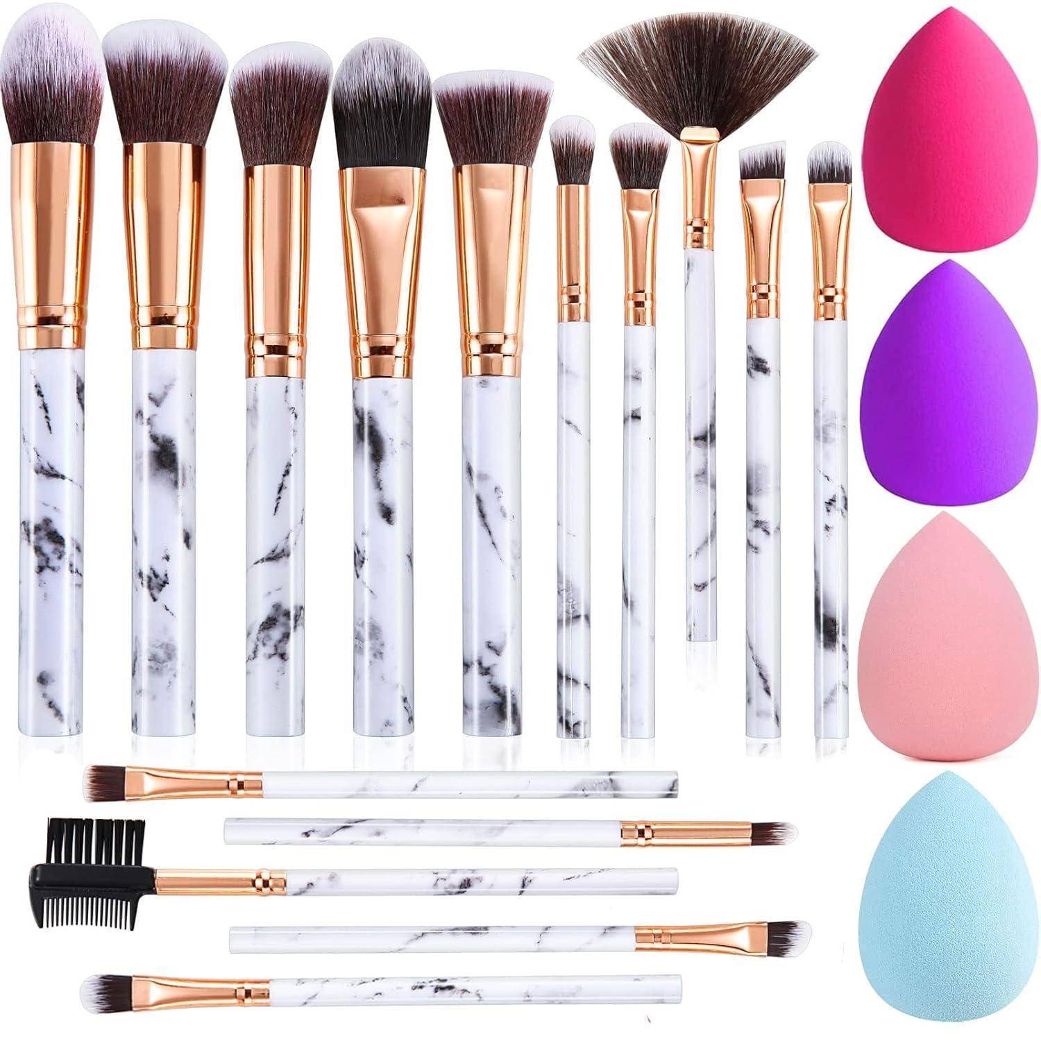 15PCs Pinselset Makeup Schminkpinsel Set Hautfreundlich mit Schwamm