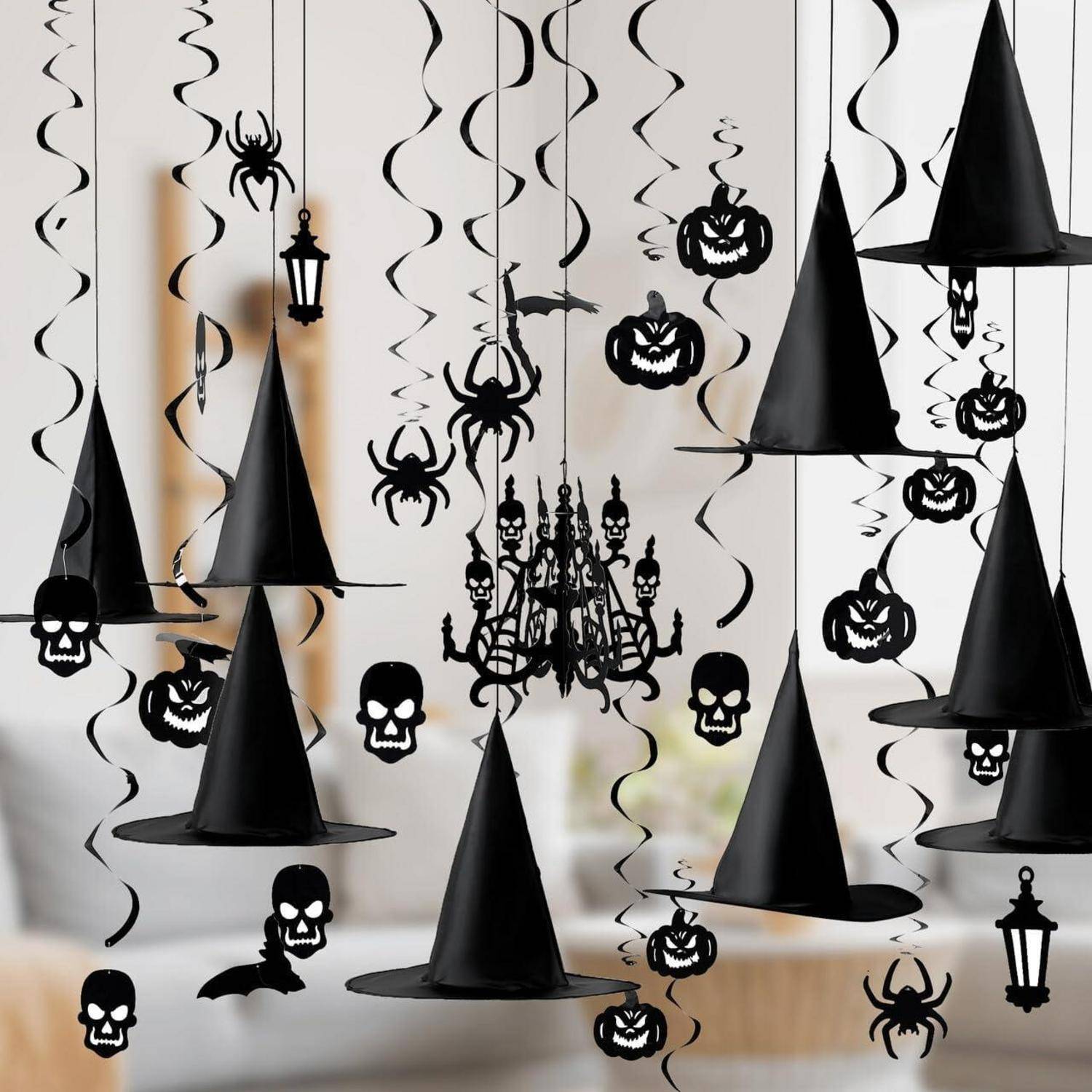 Halloween Hängewirbel Dekorationen Hexenhüte Kürbis Spinnen Geist