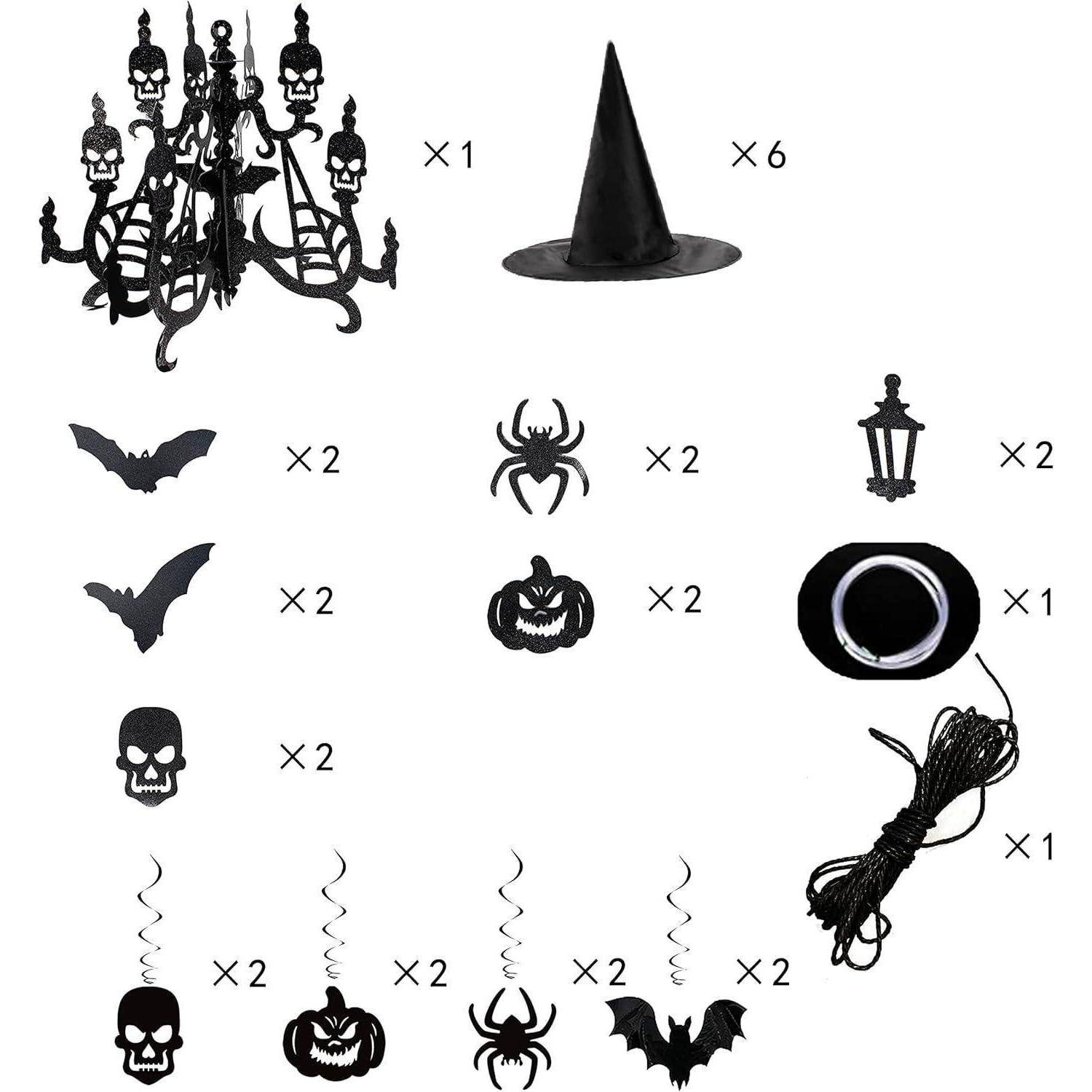 Halloween Hängewirbel Dekorationen Hexenhüte Kürbis Spinnen Geist