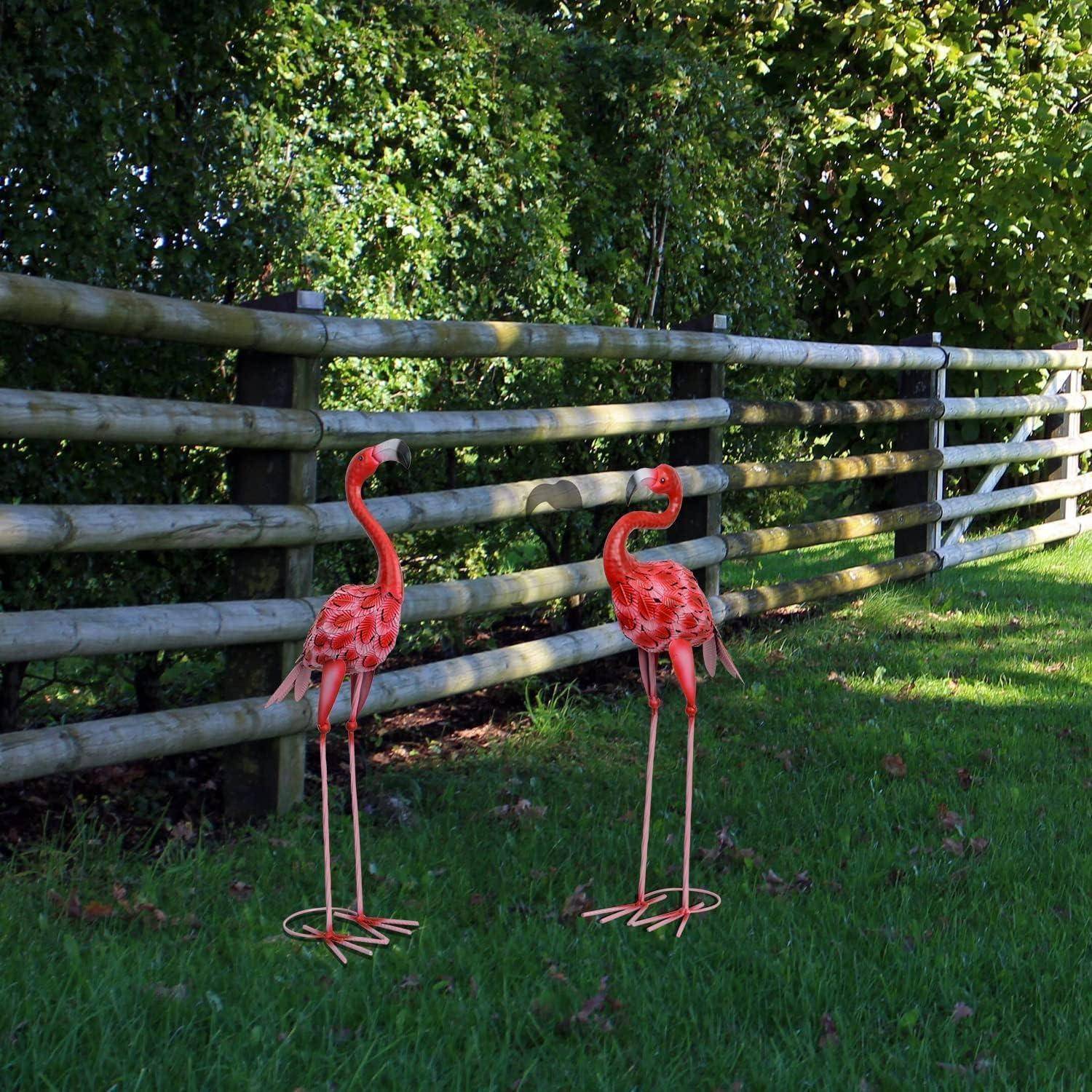 Flamingo Gartenstatuen Skulpturen Metall Dekoration Außenstatue