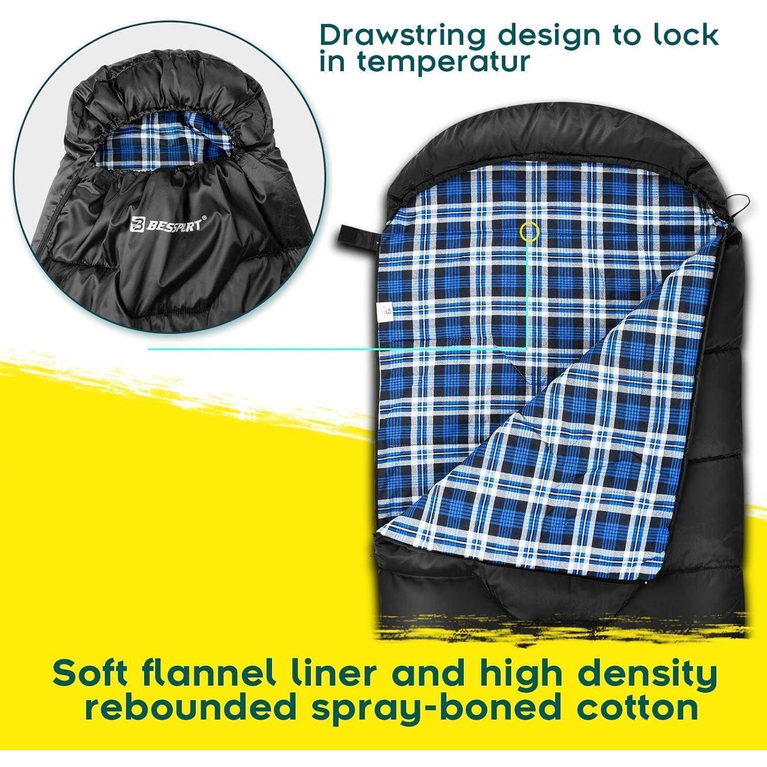 Schlafsack für Camping 3-4 Jahreszeiten -8 °C - 20°C Wasserdicht Warm