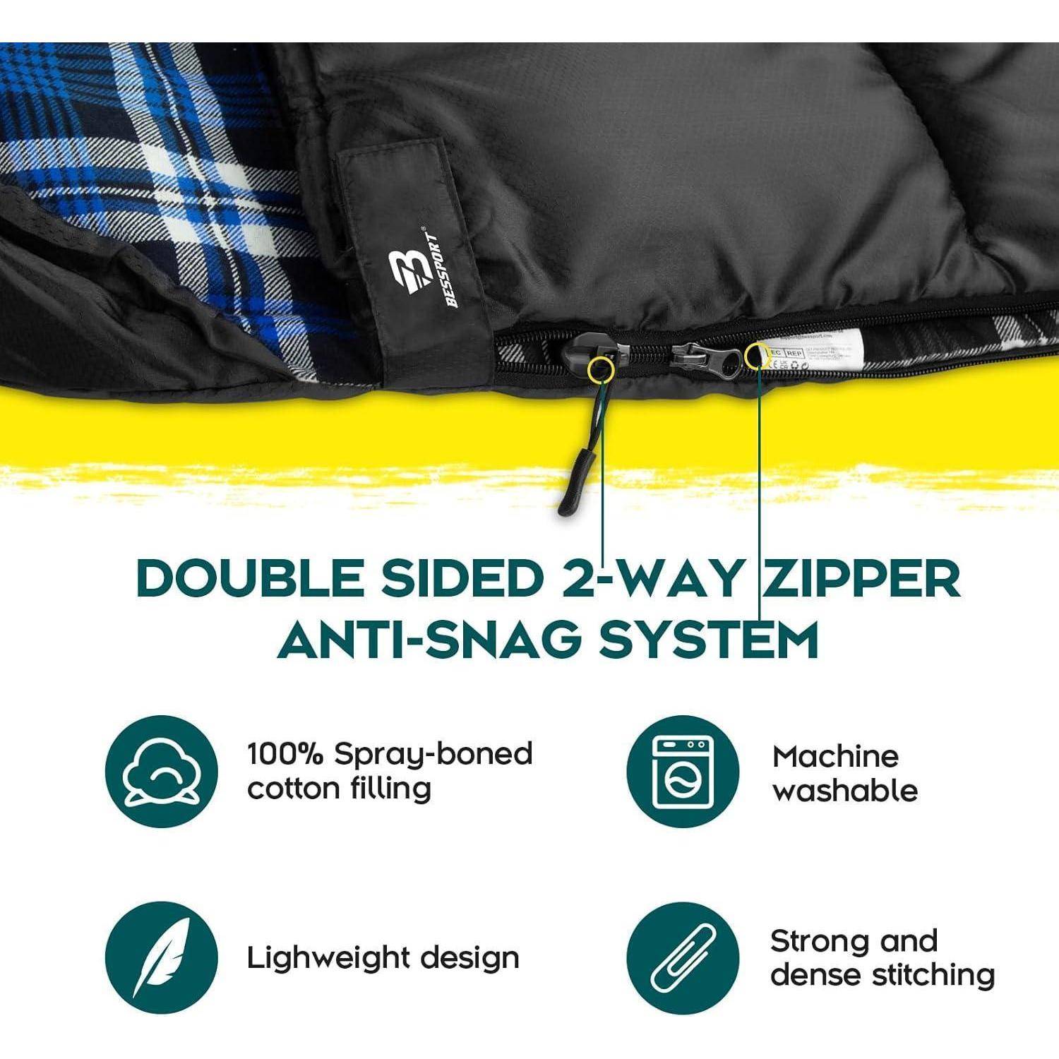 Schlafsack für Camping 3-4 Jahreszeiten -8 °C - 20°C Wasserdicht Warm