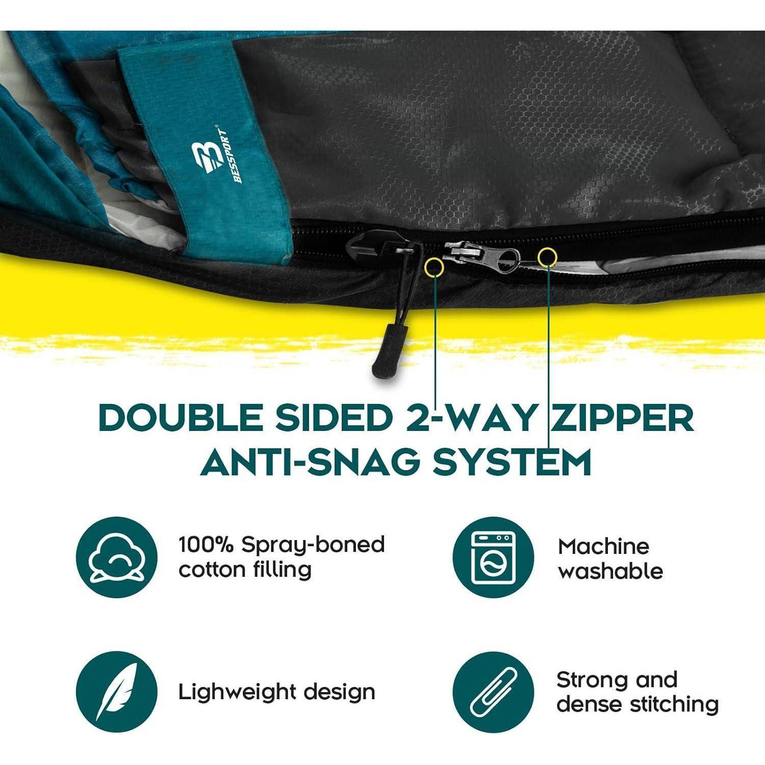 Schlafsack für Camping 3-4 Jahreszeiten -8 °C - 20°C Wasserdicht und