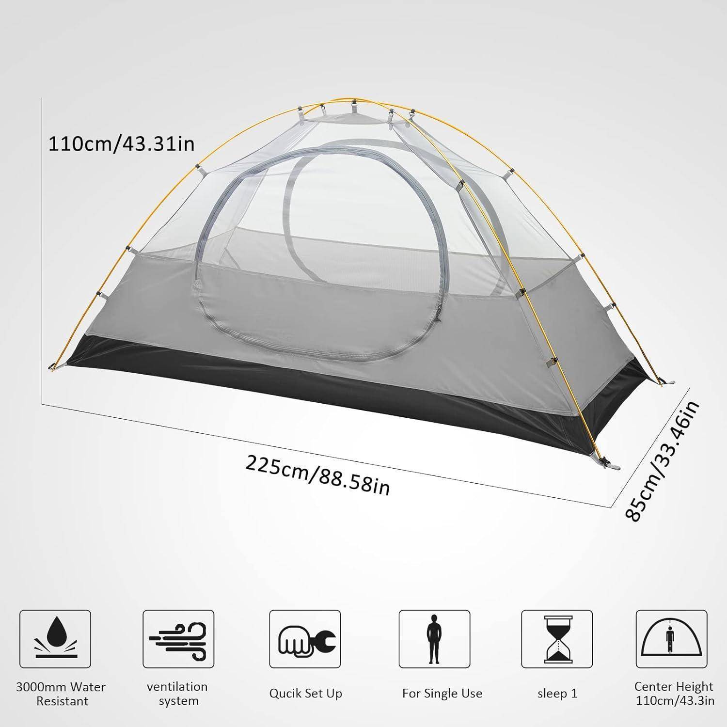 Ultraleichtes Camping Zelt für 1-2 Personen, Wasserdicht