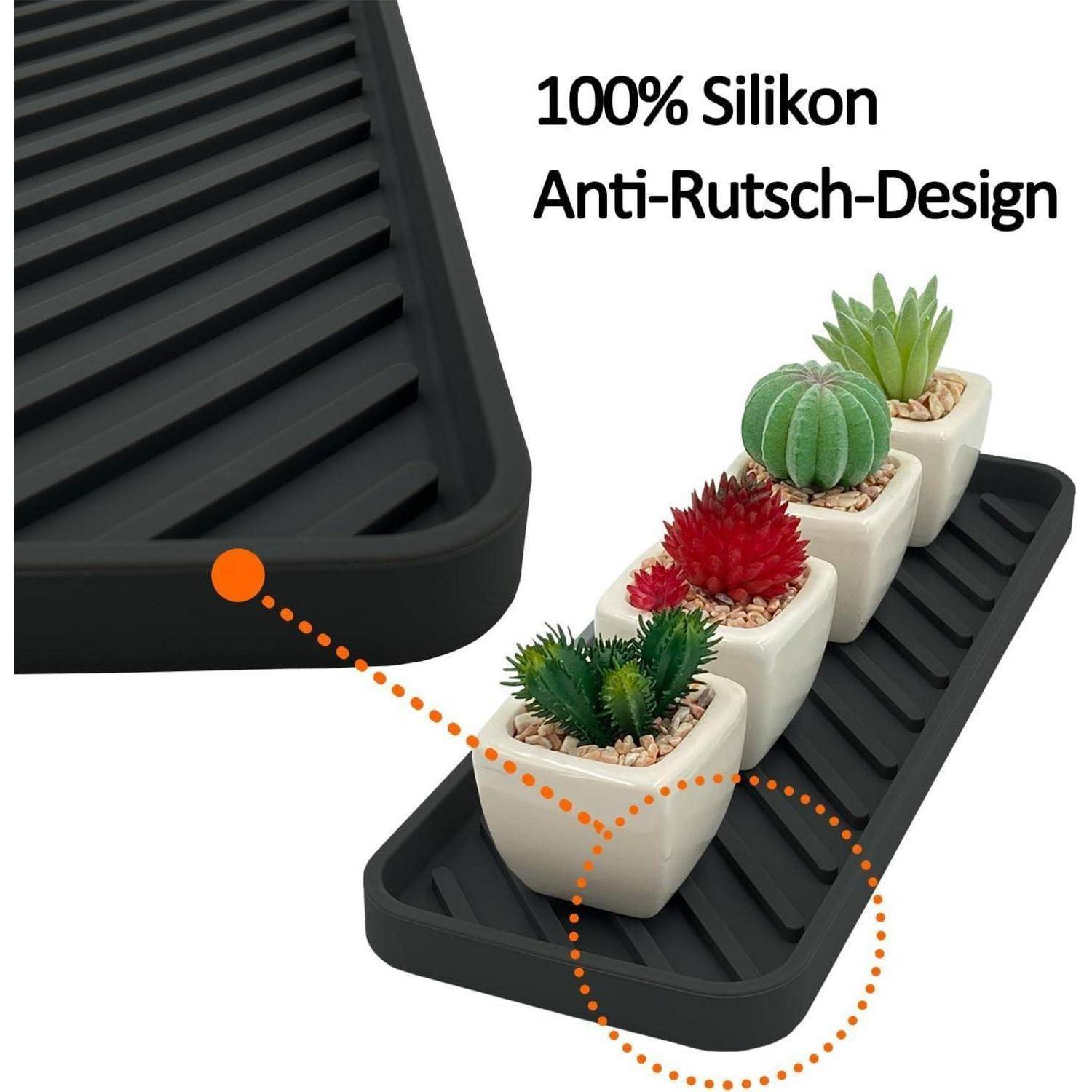 Spülbecken Organizer Silikon Schwammhalter 30cm x 11cm Schwarz 2er Set