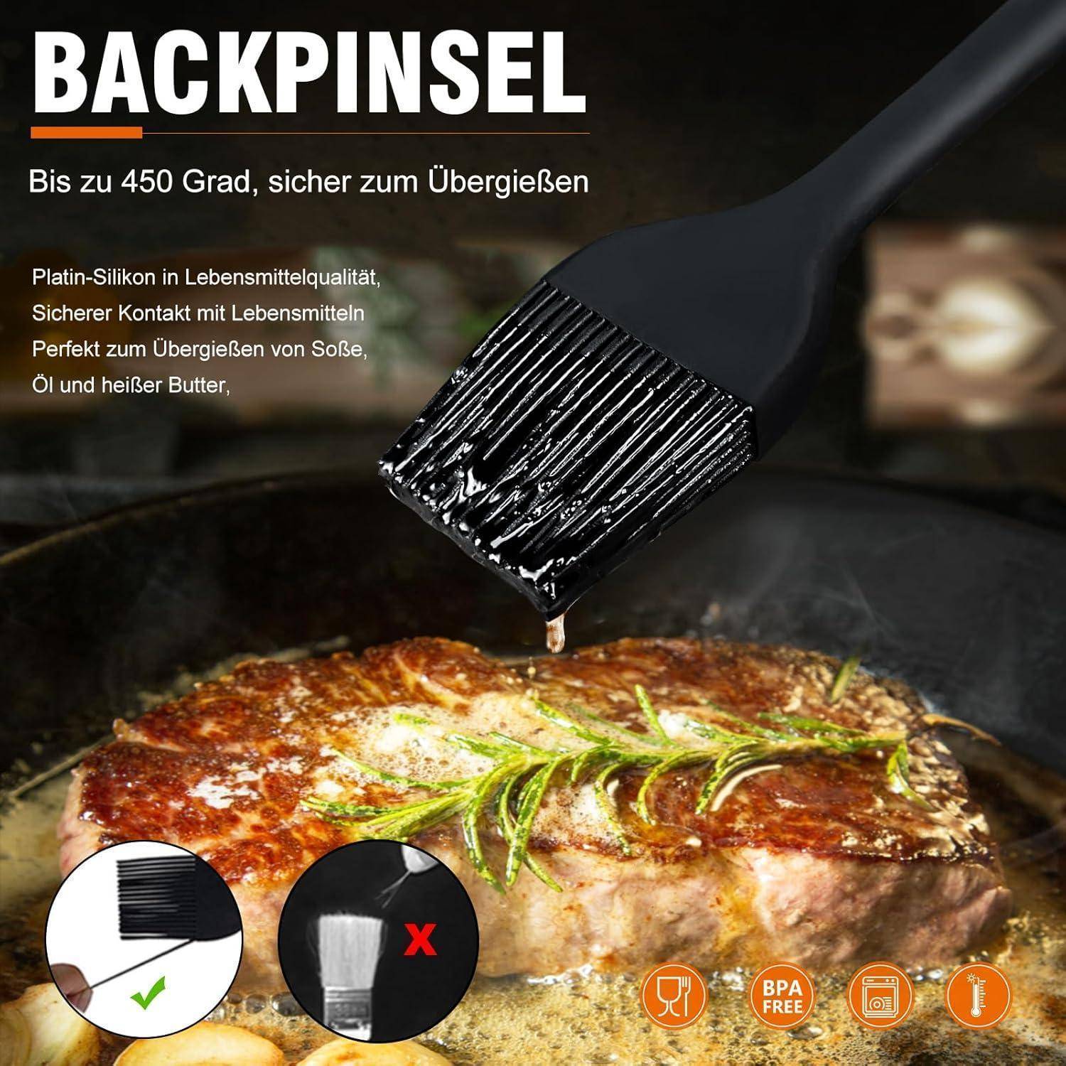 Silikon Backpinsel Set hitzebeständig Grillen BBQ Lebensmittelqualität