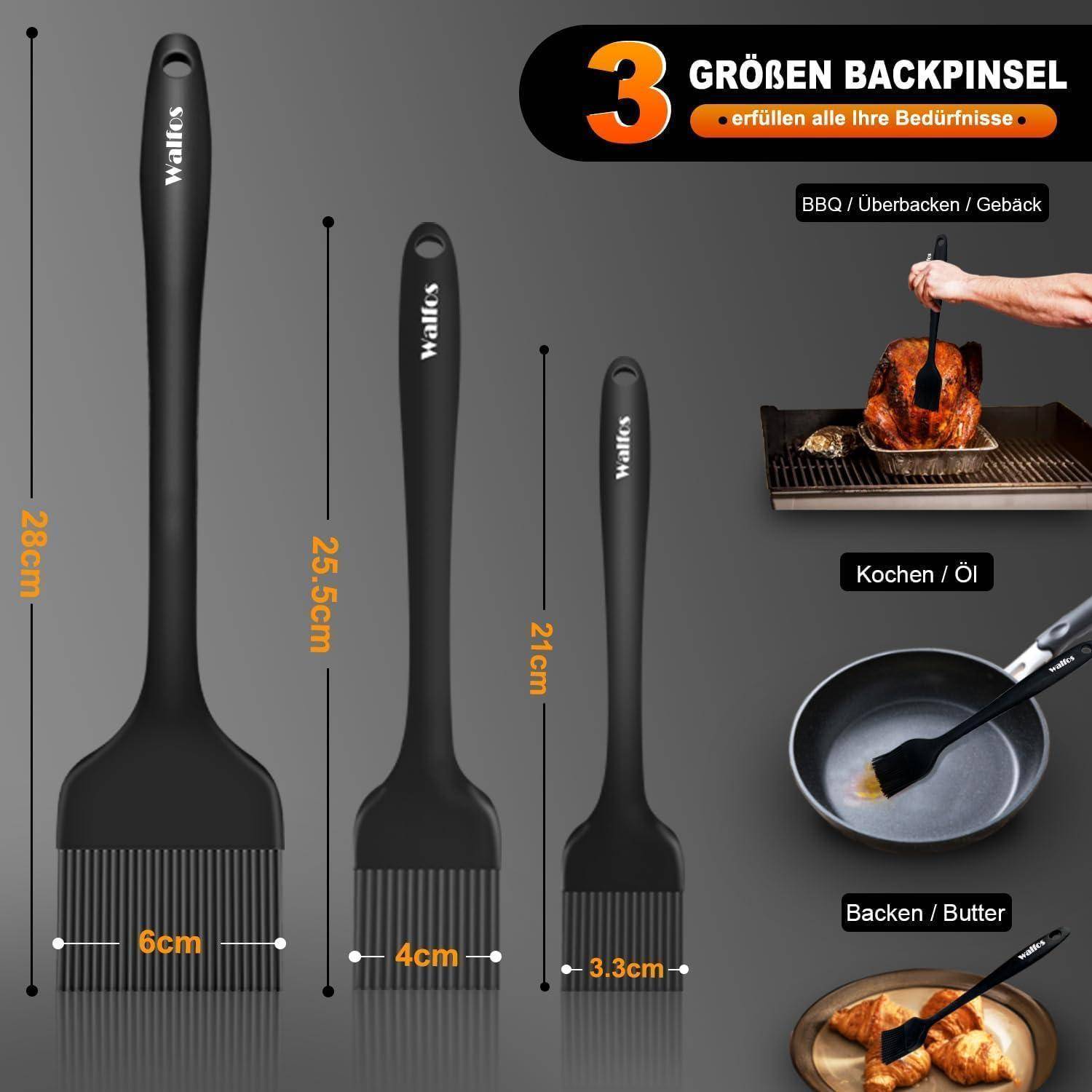 Silikon Backpinsel Set hitzebeständig Grillen BBQ Lebensmittelqualität
