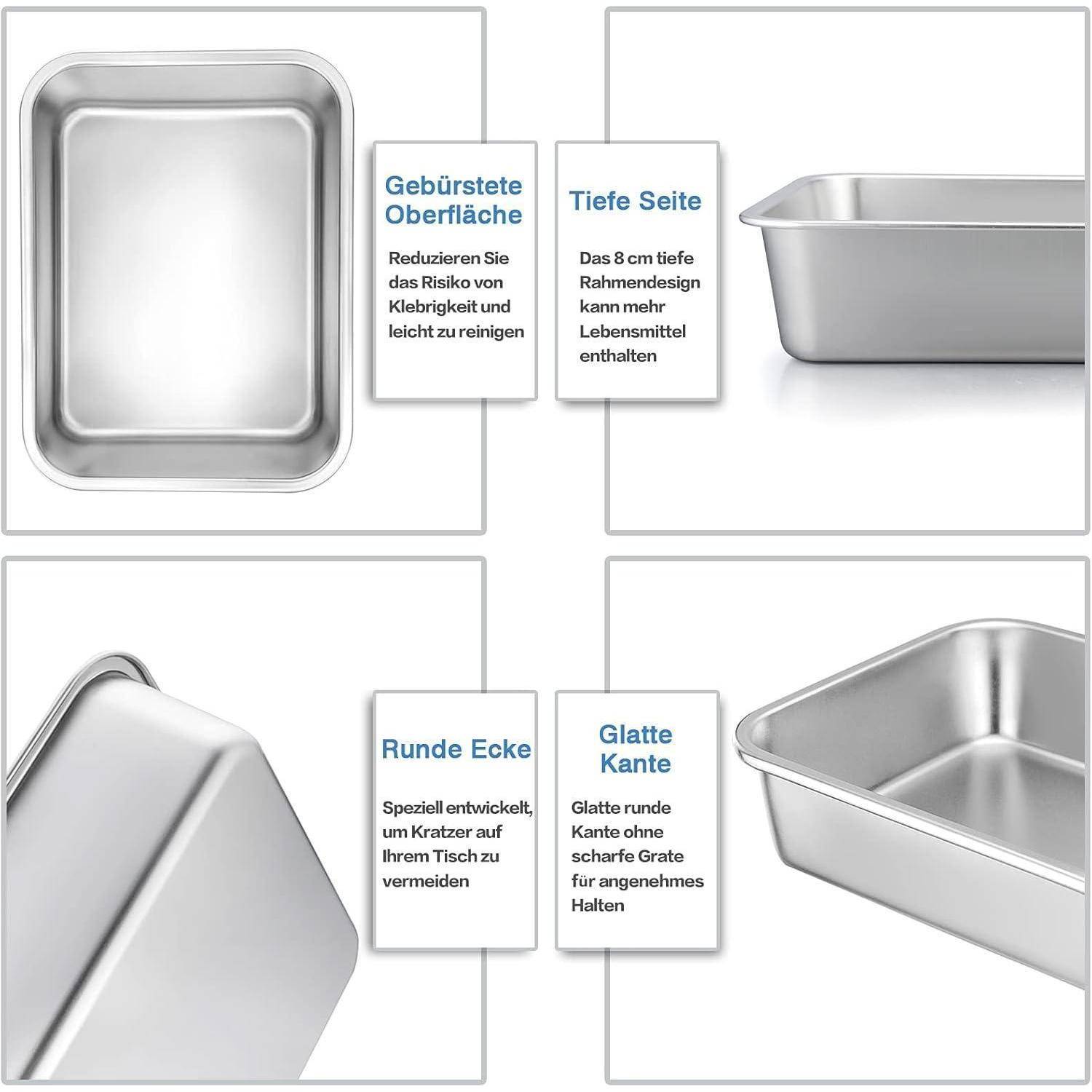Auflaufform 2er Set Edelstahl Rechteckig Backform Lasagne Brownie