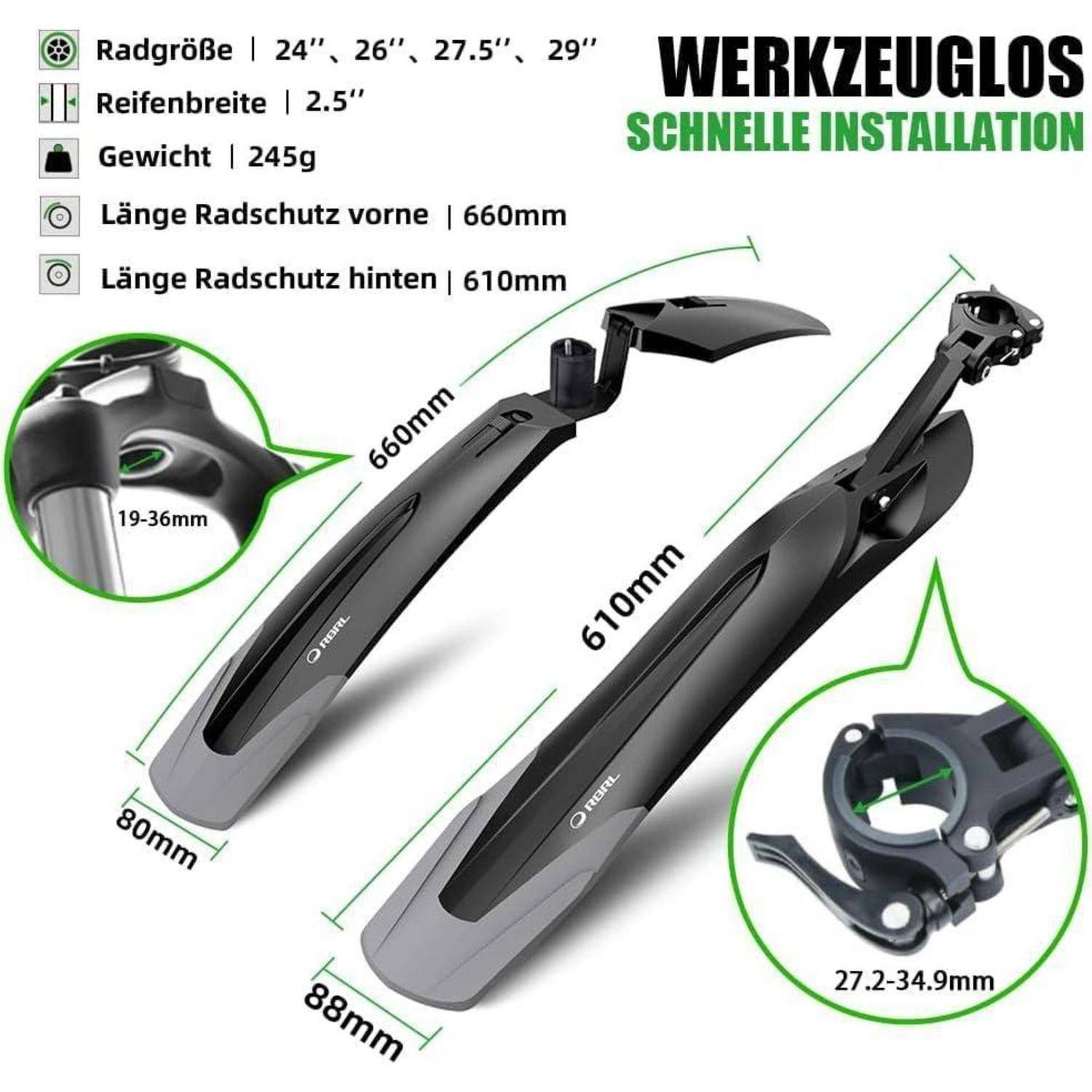 Fahrrad Schutzblech Set Universal 24-29 Zoll MTB Spritzwasser Schutz