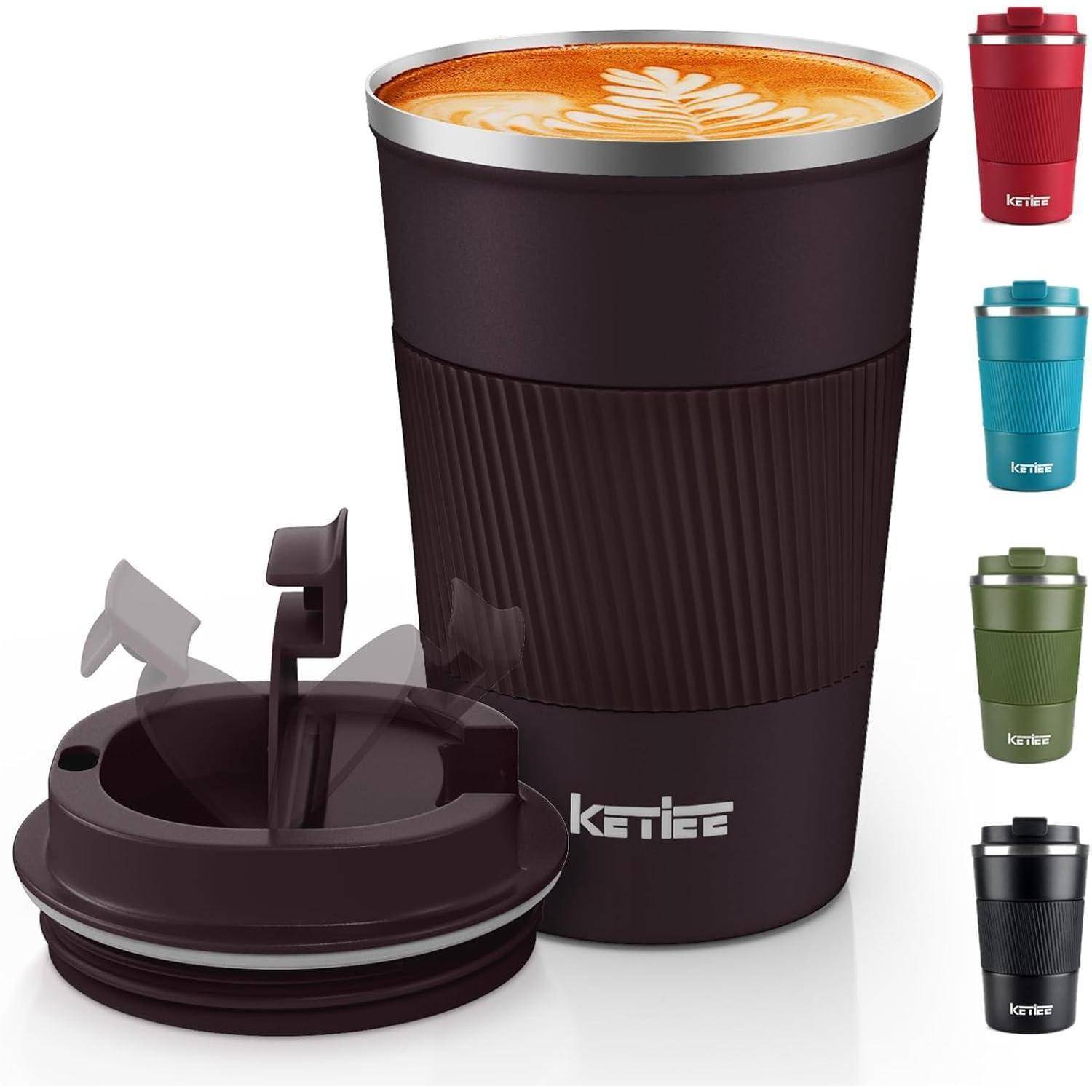 Kaffeebecher to go 380ml Thermobecher Doppelwandig Braun