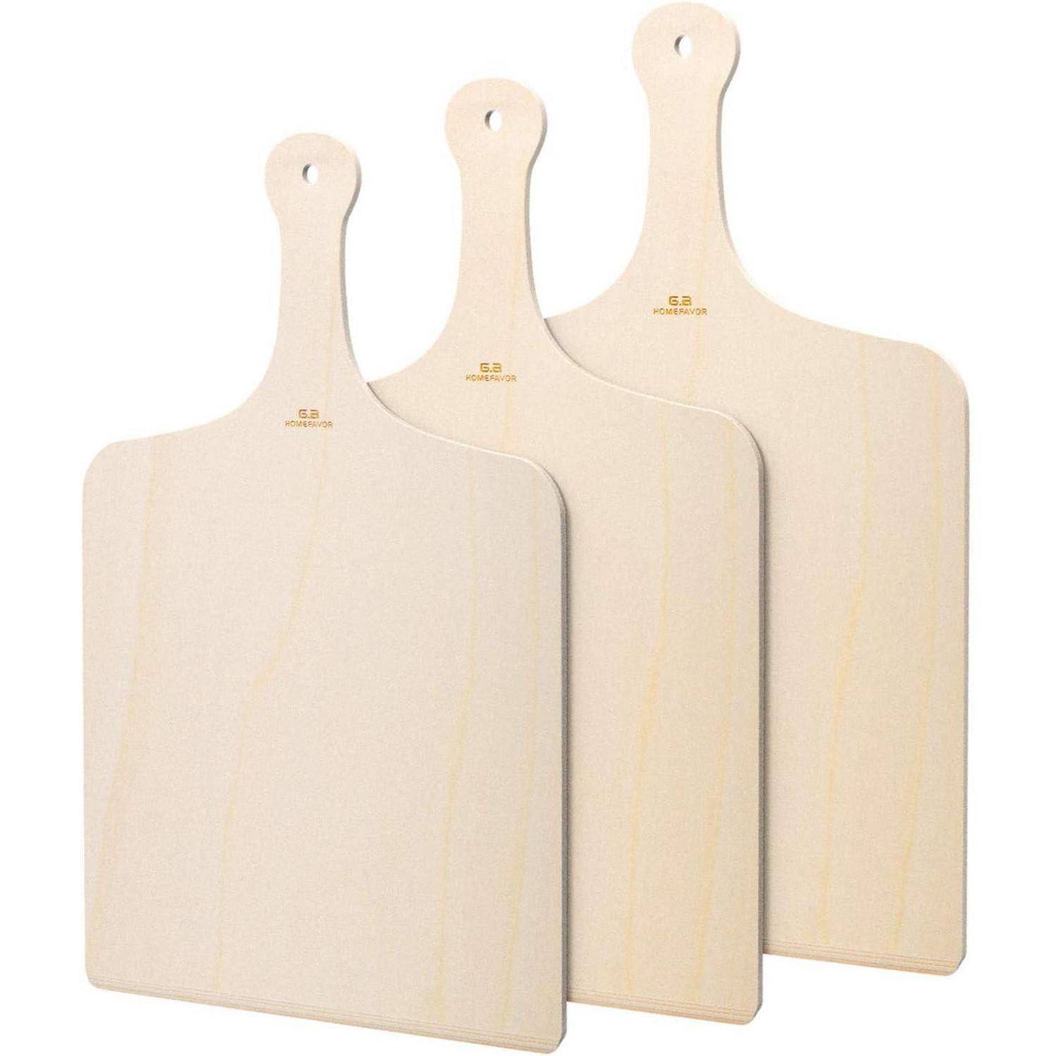Pizzaschieber Holz Paddel Flammkuchenbrett 42x30 cm 3er Set