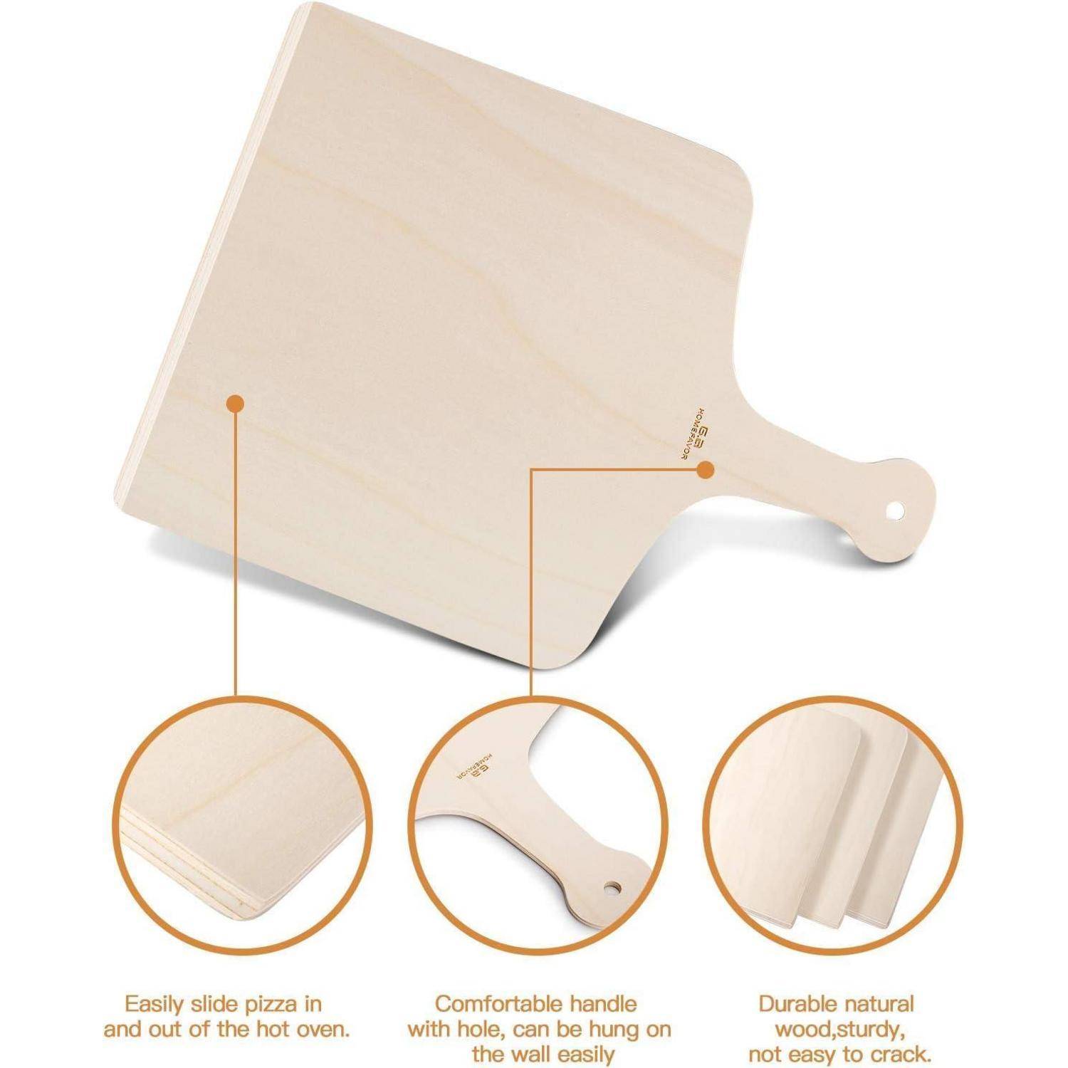 Pizzaschieber Holz Paddel Flammkuchenbrett 42x30 cm 3er Set