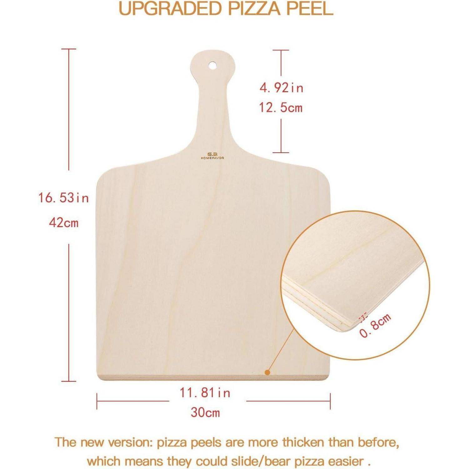 Pizzaschieber Holz Paddel Flammkuchenbrett 42x30 cm 3er Set