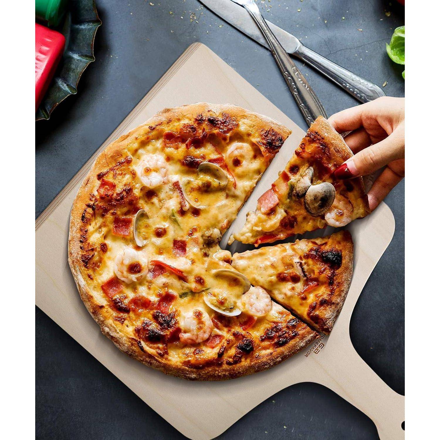 Pizzaschieber Holz Paddel Flammkuchenbrett 42x30 cm 3er Set
