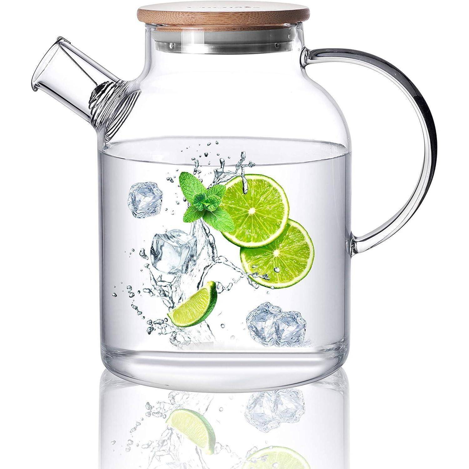 Teekanne Glas 1500ML mit Siebeinsatz für losen Tee - Herdsicher