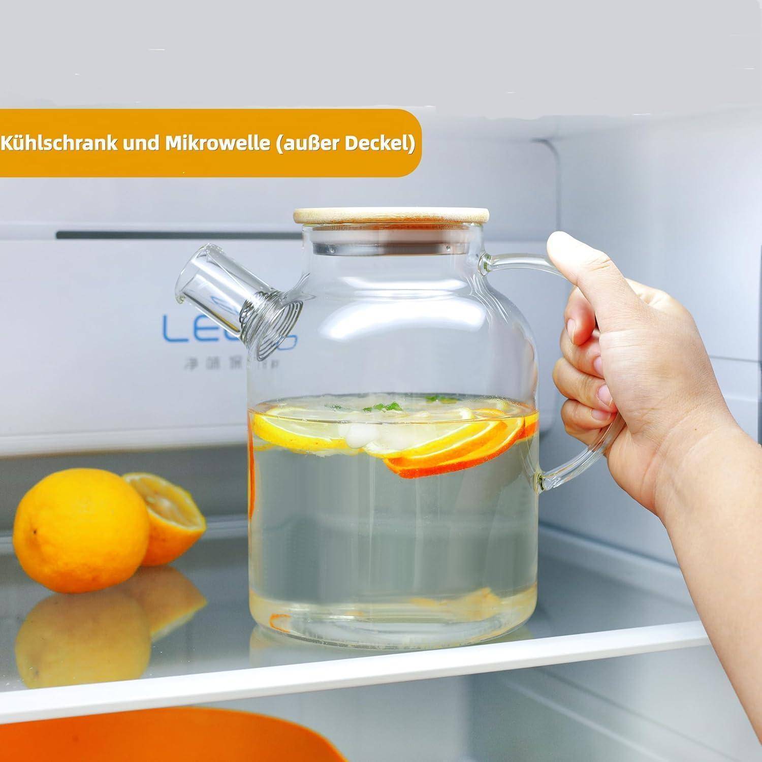 Teekanne Glas 1500ML mit Siebeinsatz für losen Tee - Herdsicher