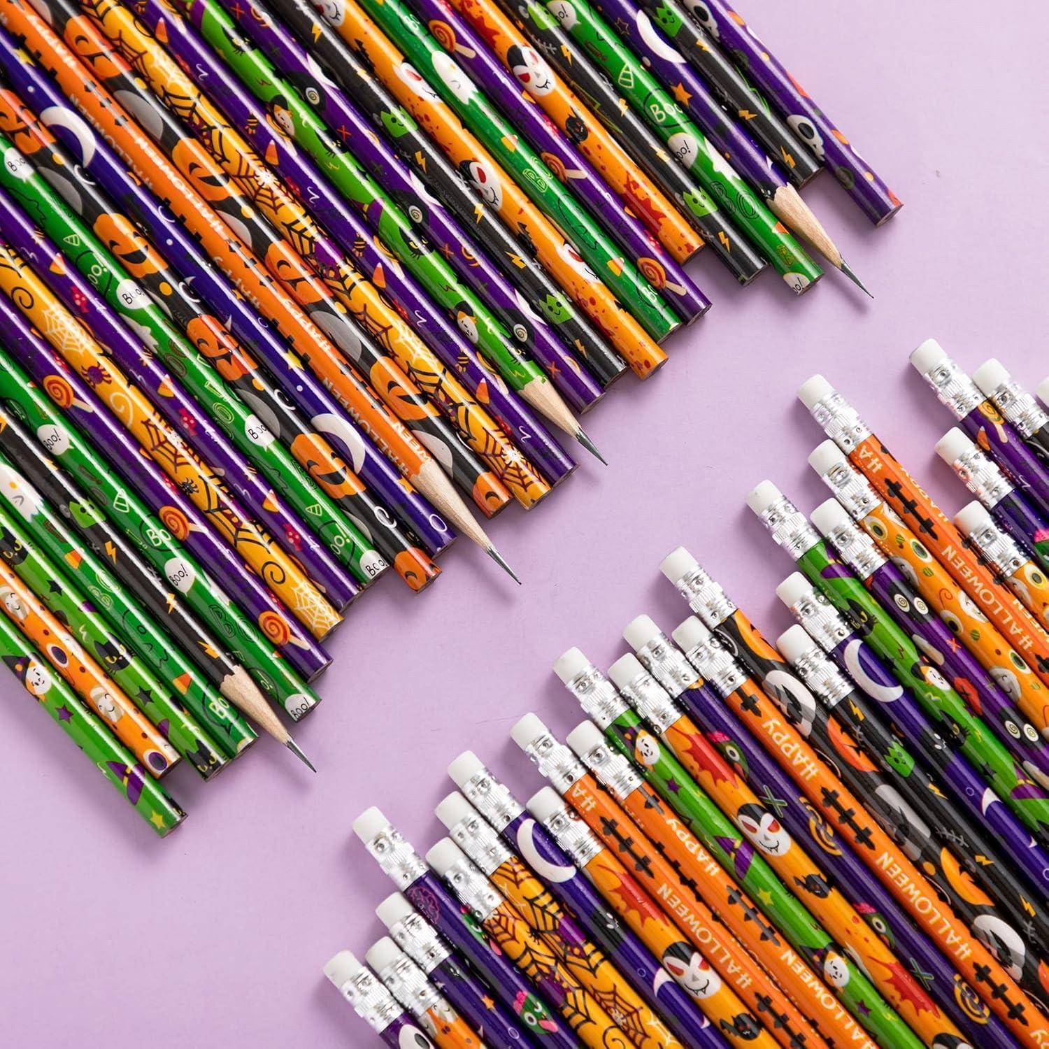 108-teiliges Halloween-Bleistiftsortiment mit Radiergummi, 12 Designs