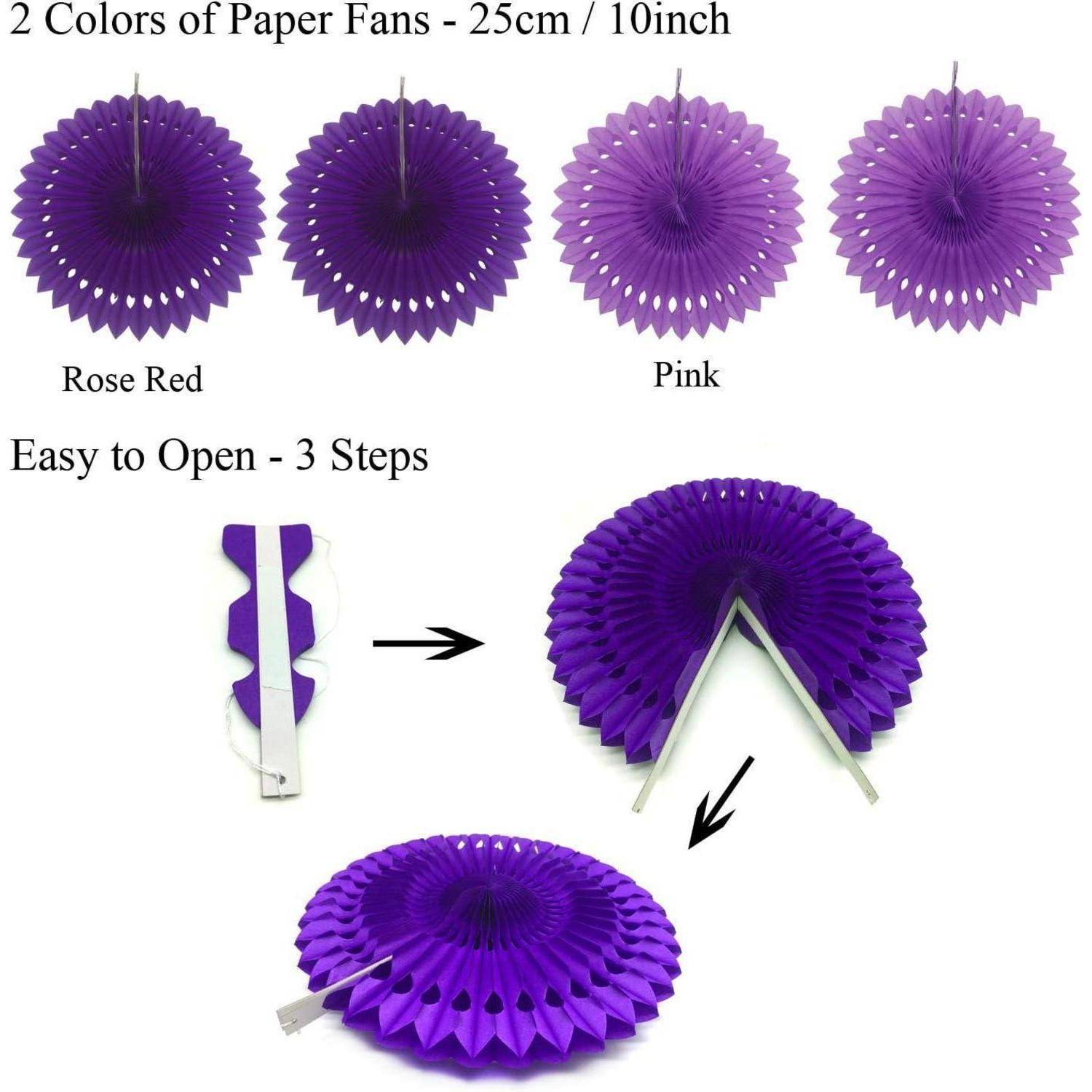 Party Dekoration Set Violett: Ballons, Papier Pompoms, Fächer