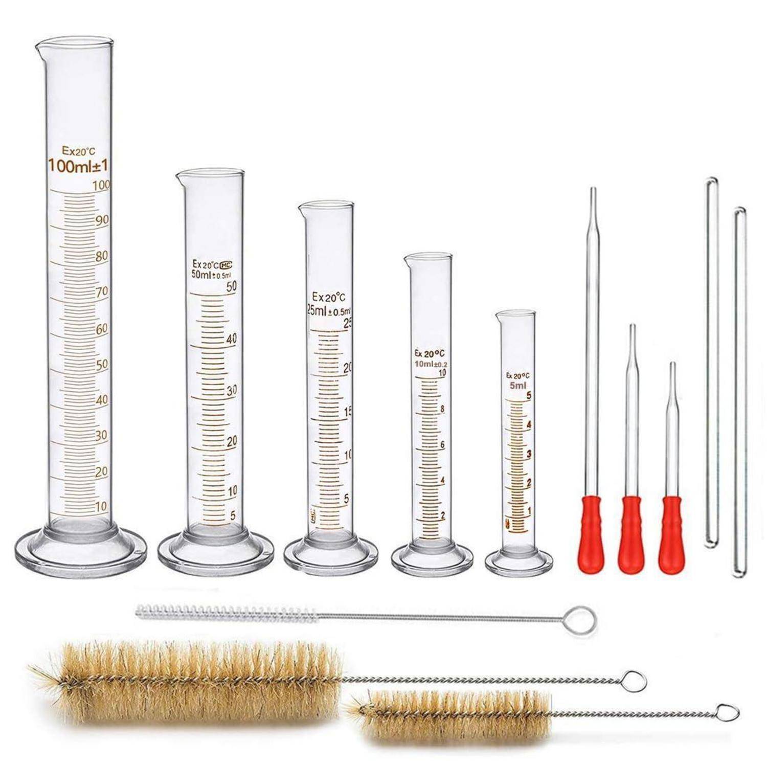Messzylinder Glas Set 13-teilig Dickglas Graduierten Chemie Tools 5ML