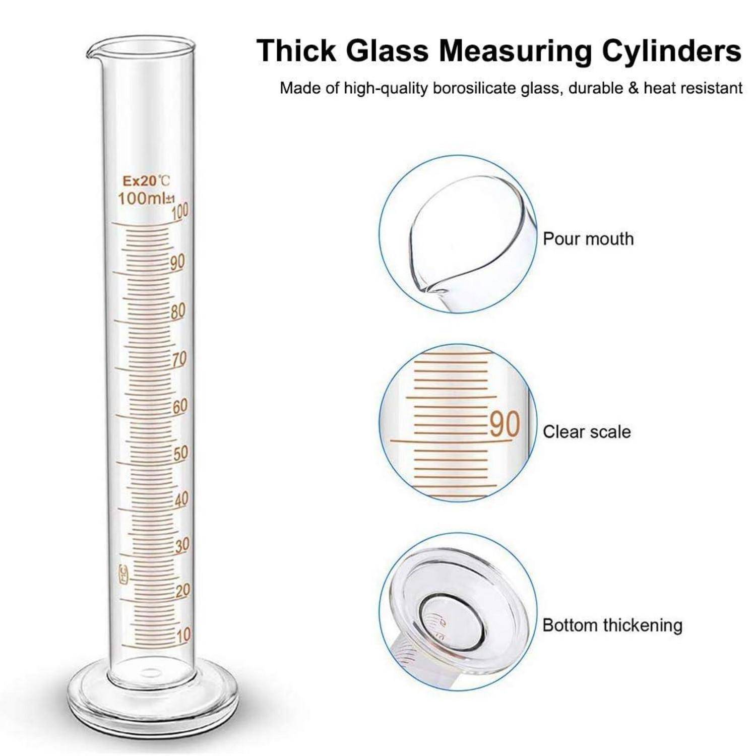 Messzylinder Glas Set 13-teilig Dickglas Graduierten Chemie Tools 5ML