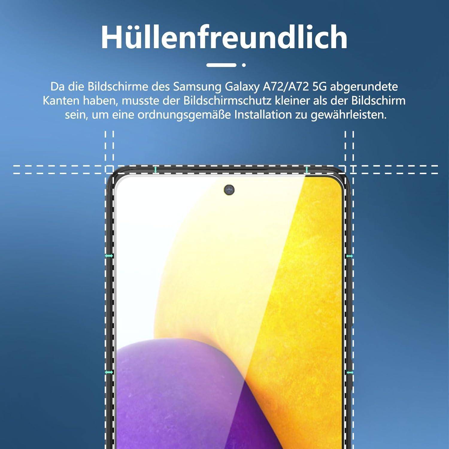 Panzer Schutz Glas Samsung Galaxy A72 5G 3er Set 9H Härte 0.33mm