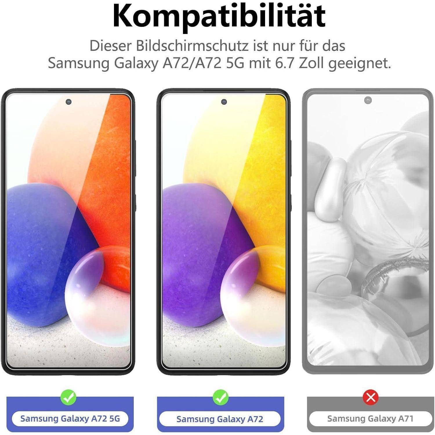 Panzer Schutz Glas Samsung Galaxy A72 5G 3er Set 9H Härte 0.33mm