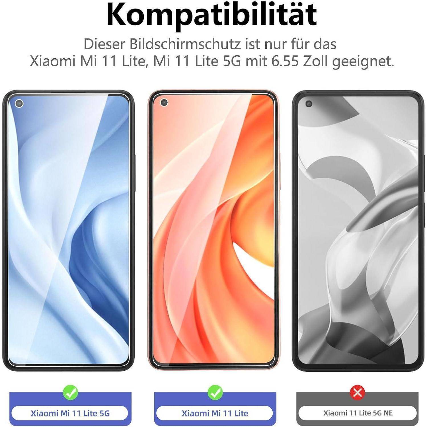 Panzer Schutz Glas Xiaomi Mi 11 Lite 5G 9H Härte 0.33mm Ultra-klar