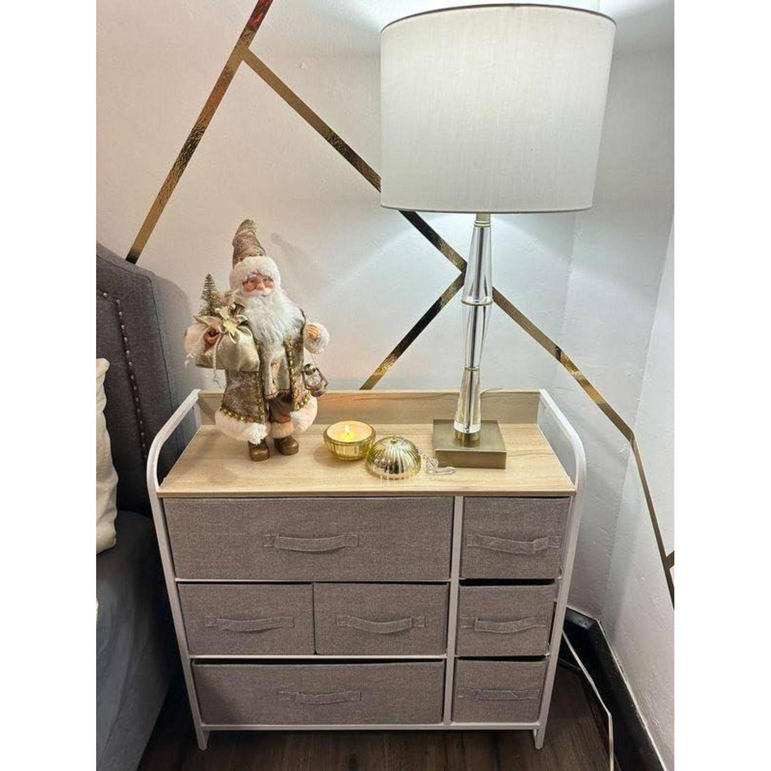 Kommode mit 7 Schubladen aus Stoff Hellgrau für